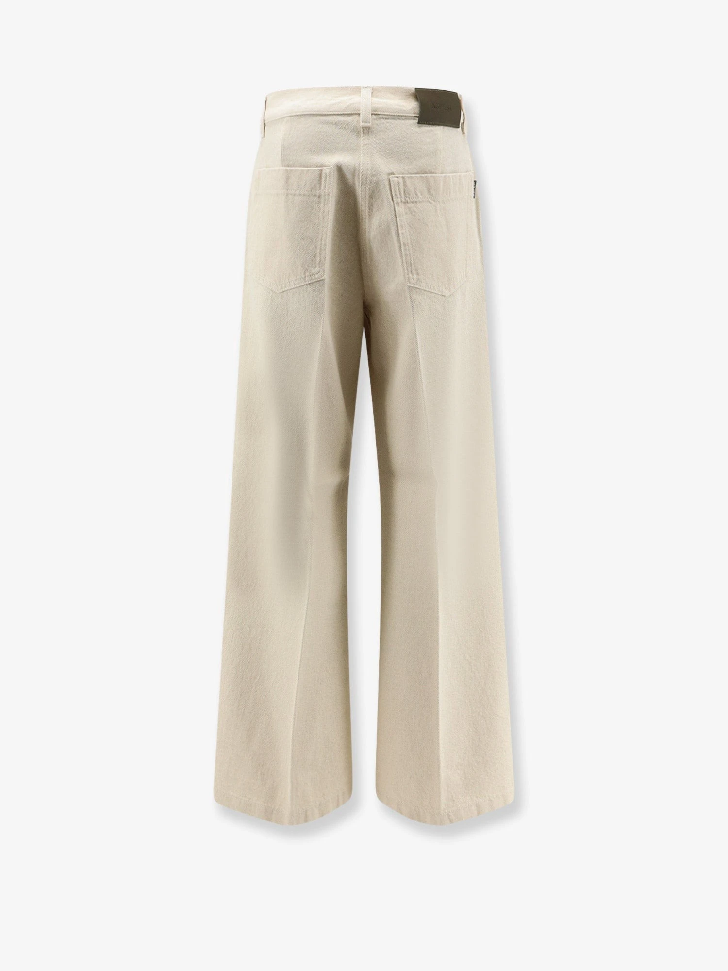 Denim trousers with back logo patch.webp