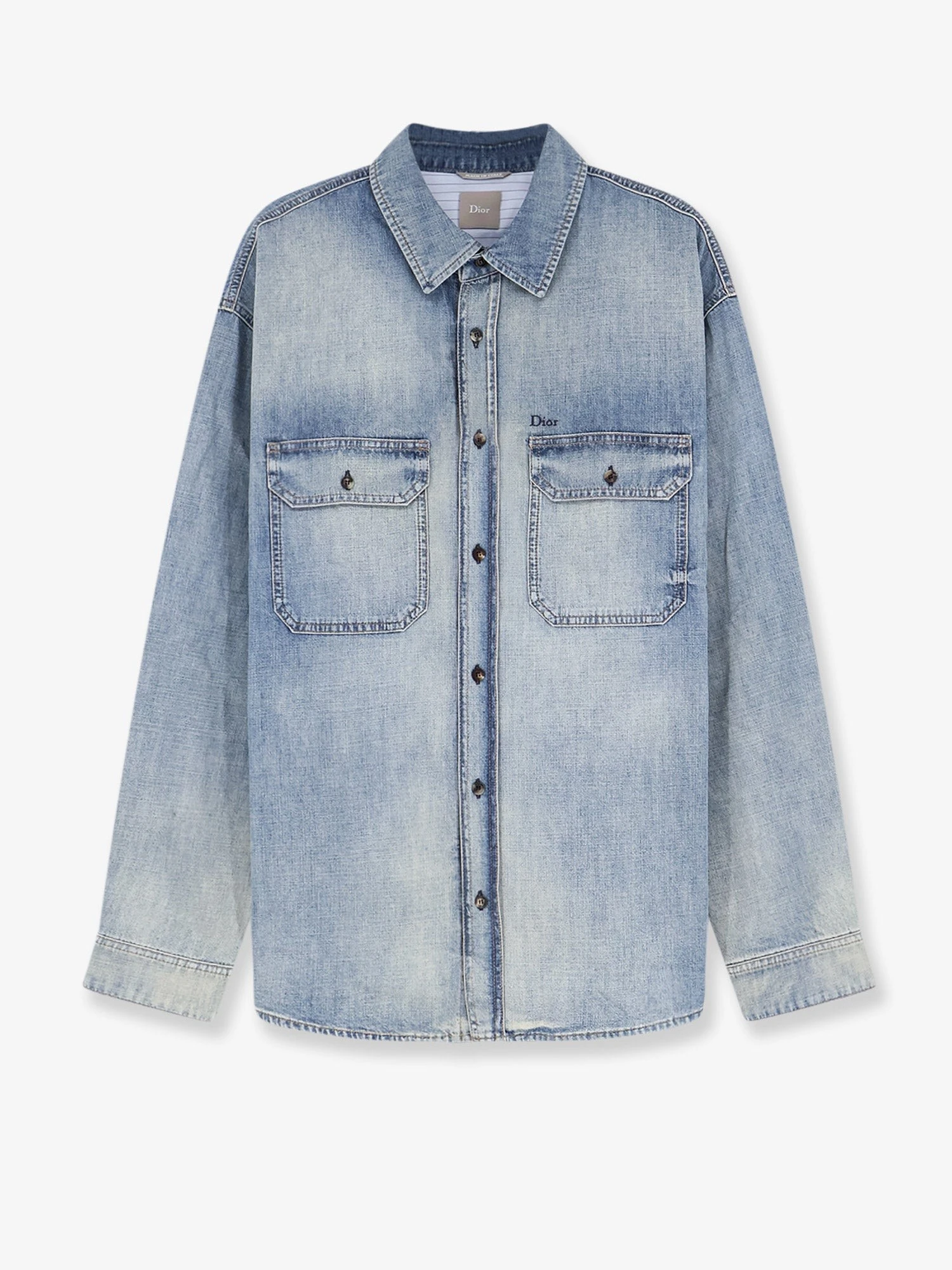 Cotton shirt jacket with embroidered lettering logo.webp