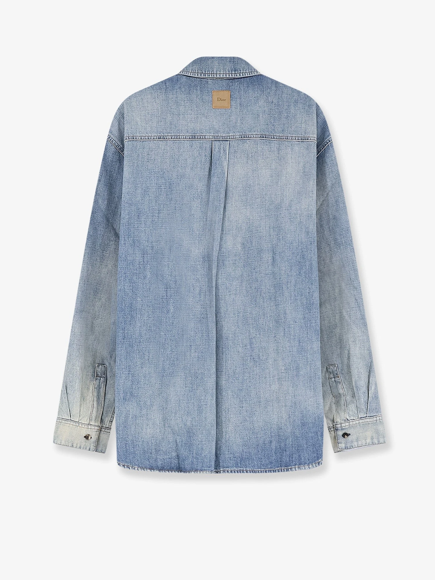 Cotton shirt jacket with embroidered lettering logo.webp