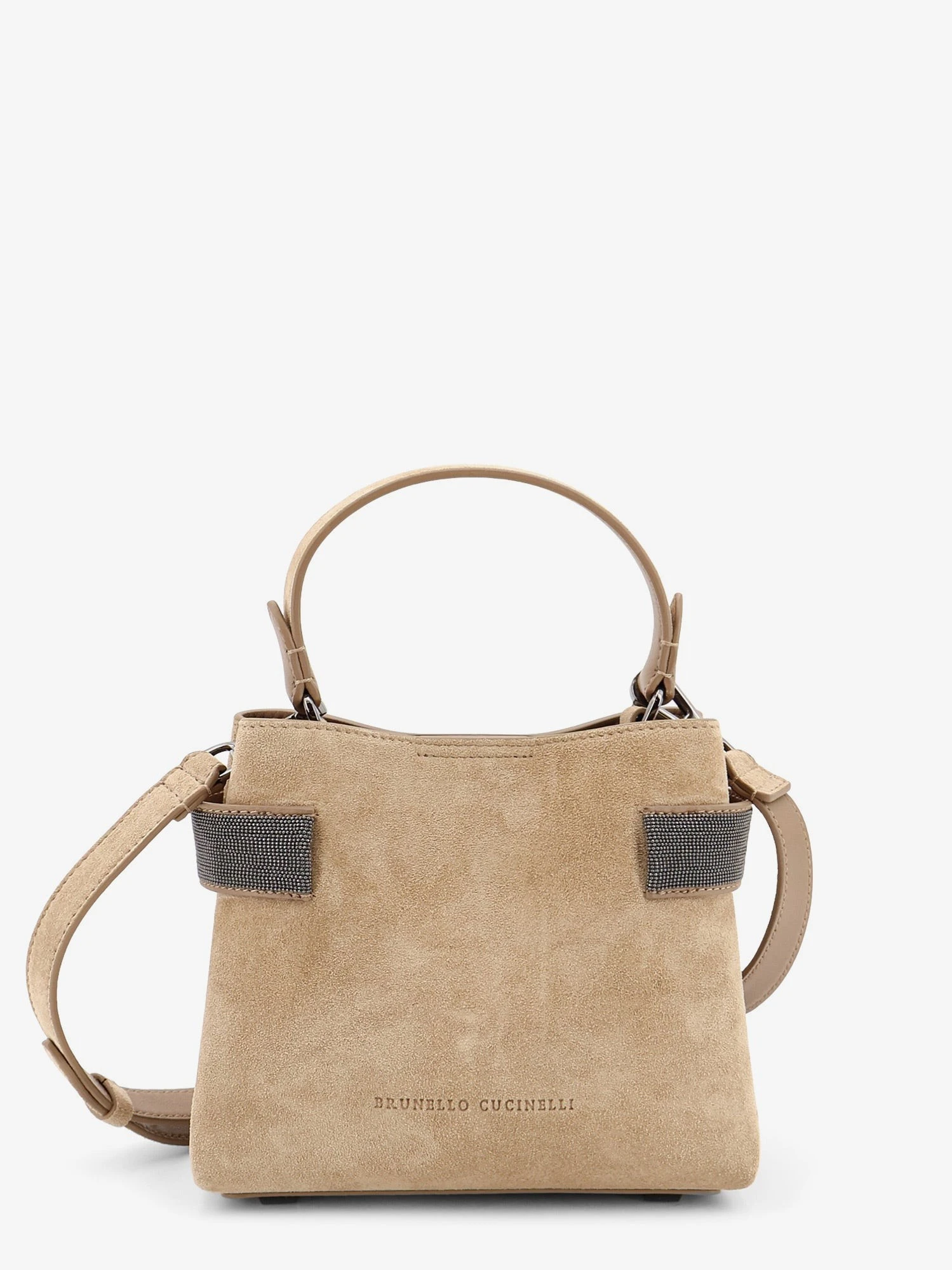 Suede shoulder bag with Monili detail.webp
