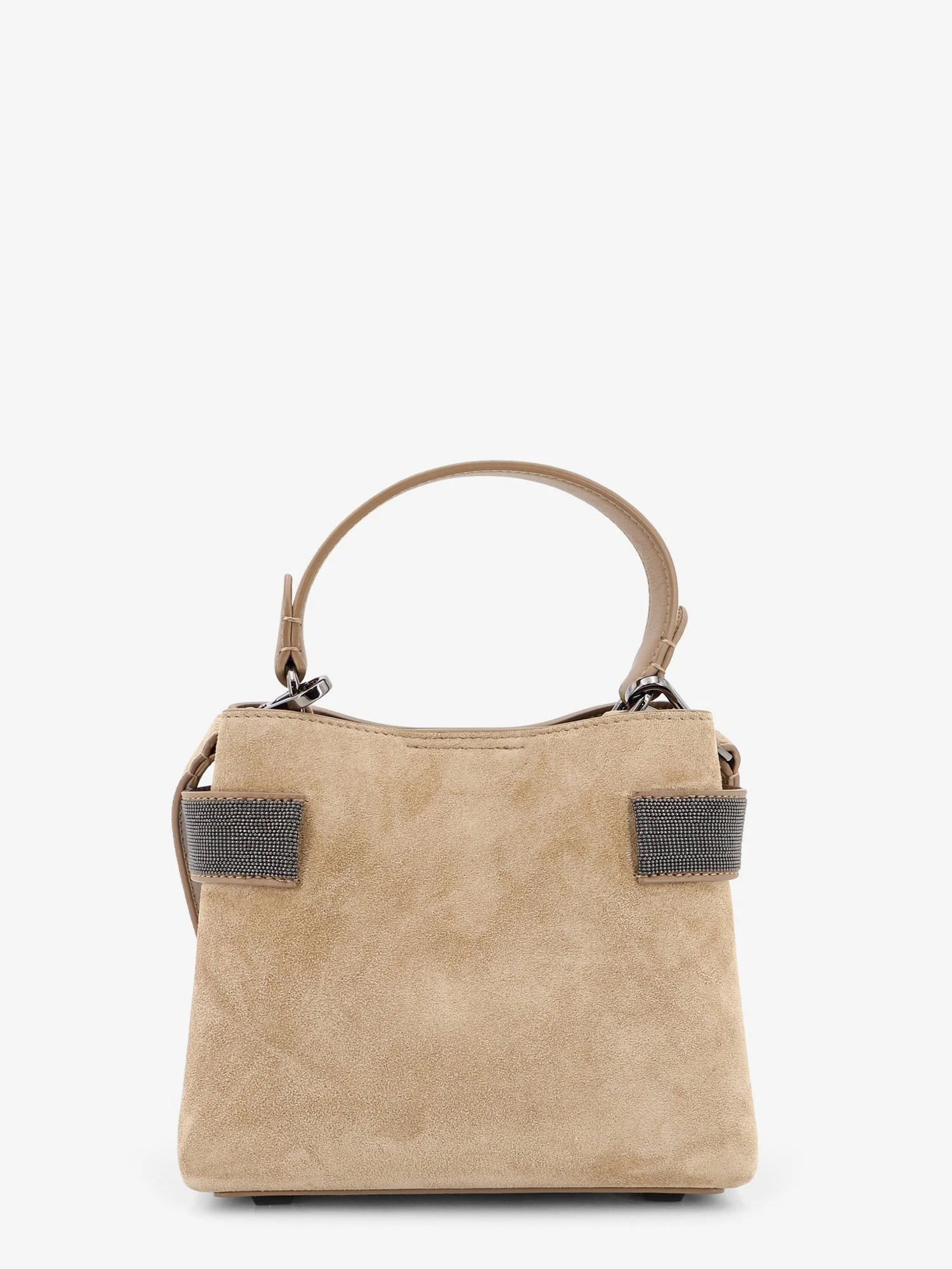 Suede shoulder bag with Monili detail.webp