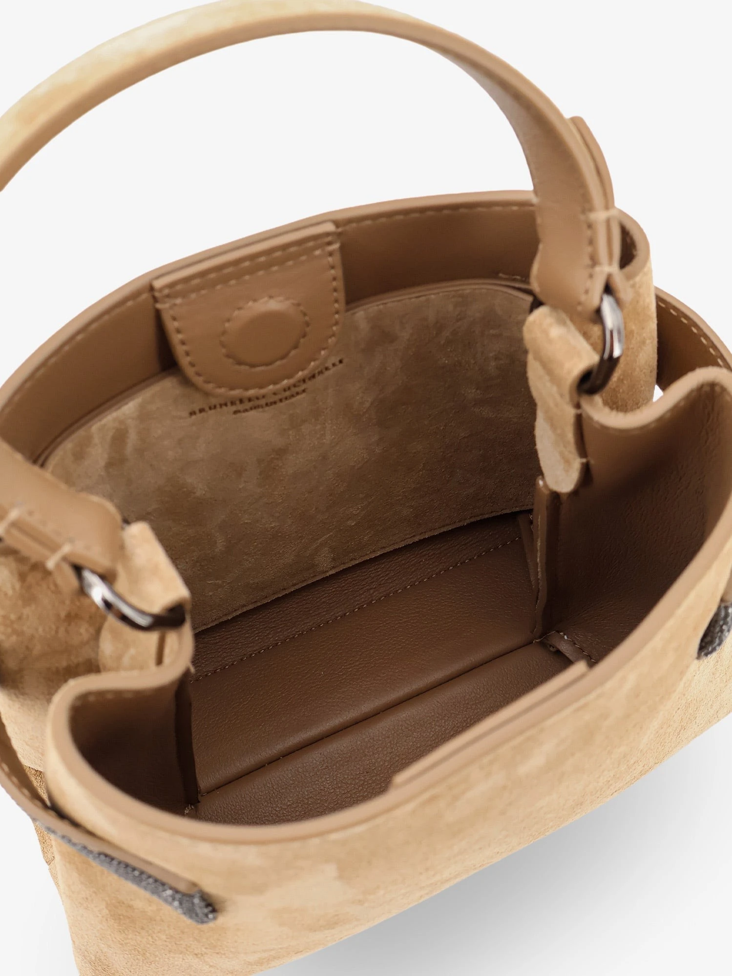 Suede shoulder bag with Monili detail.webp