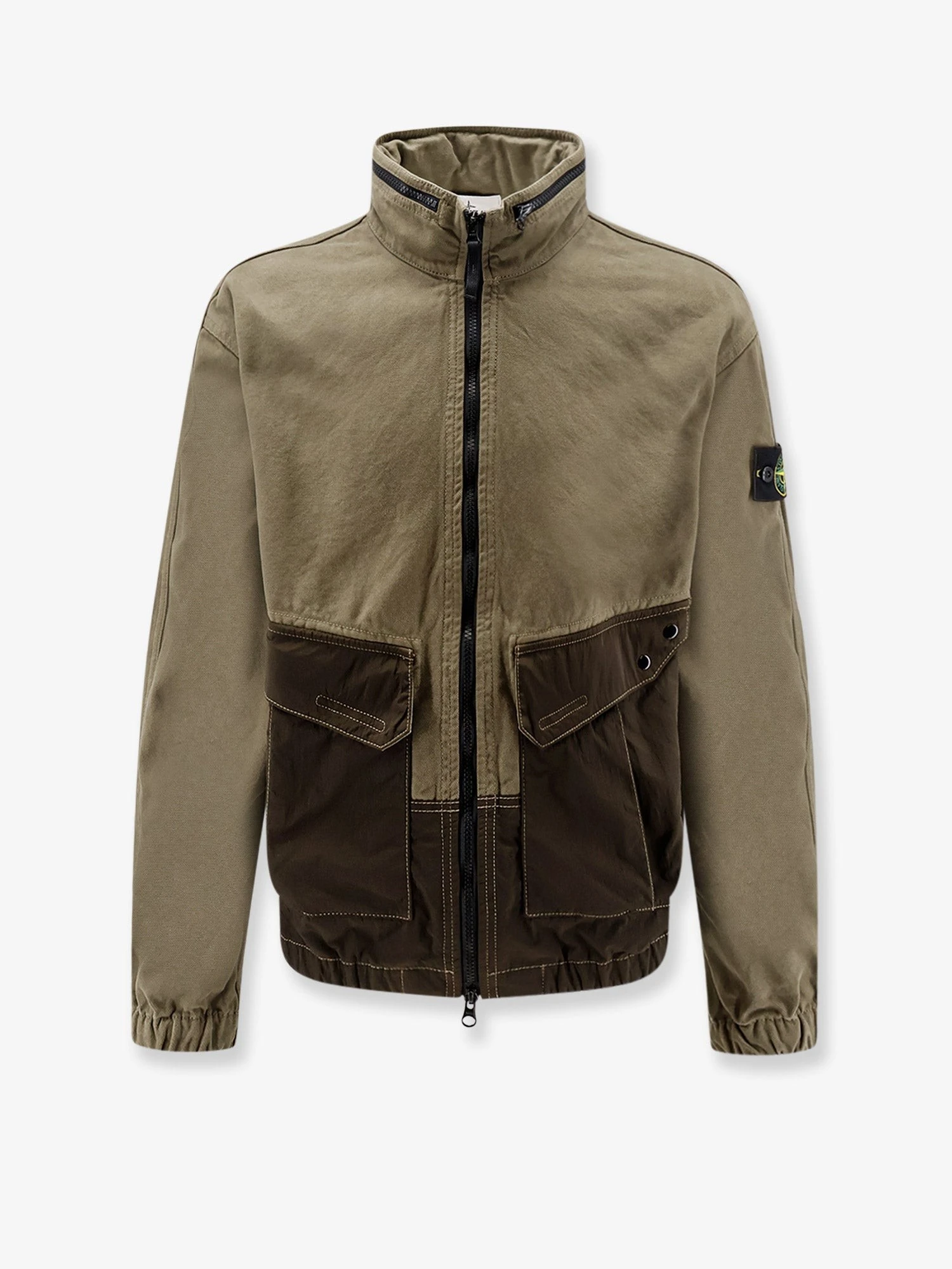 Organic cotton jacket with nylon hood.webp