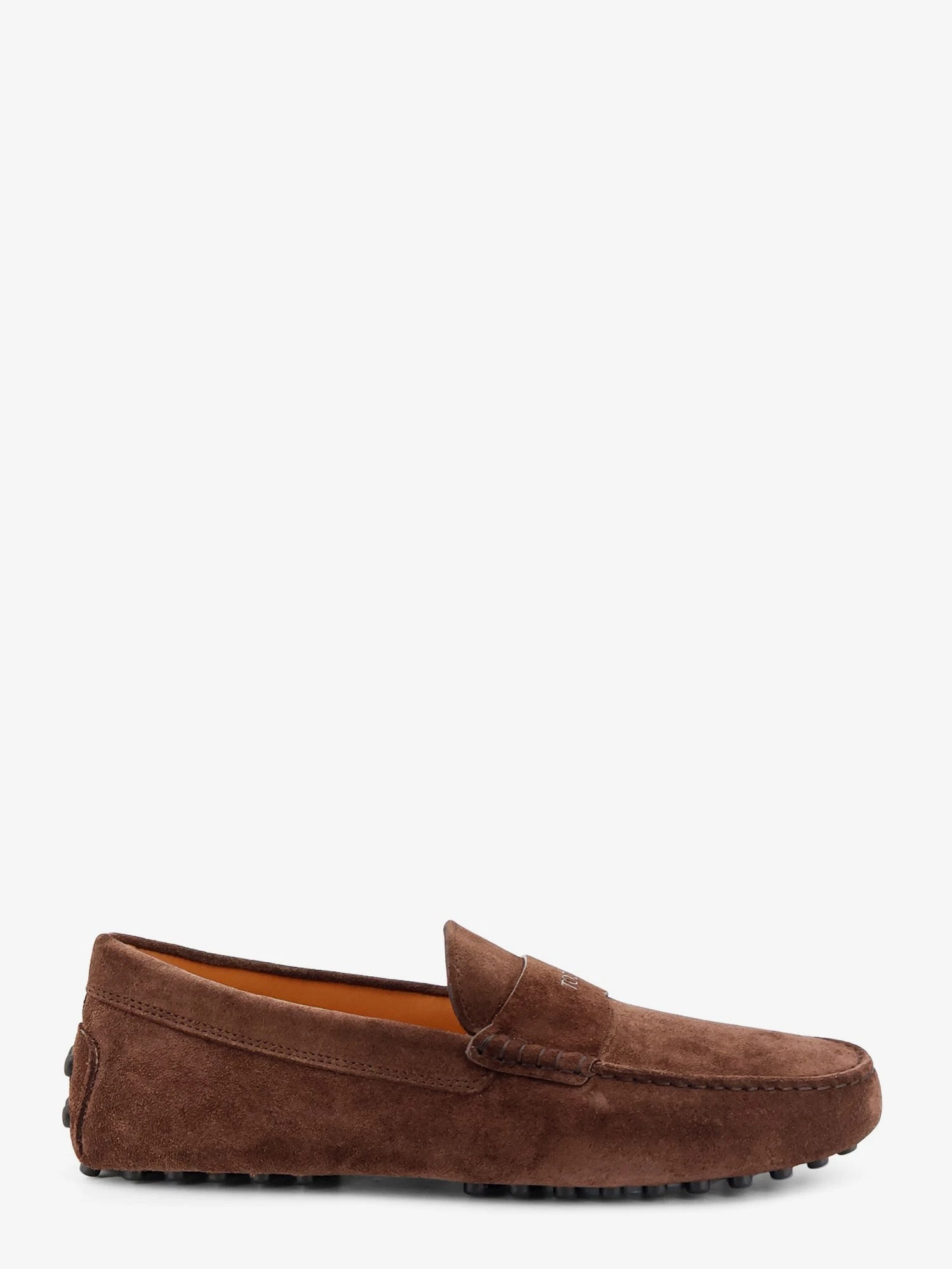 Suede loafers with Gommini detail on the back.webp