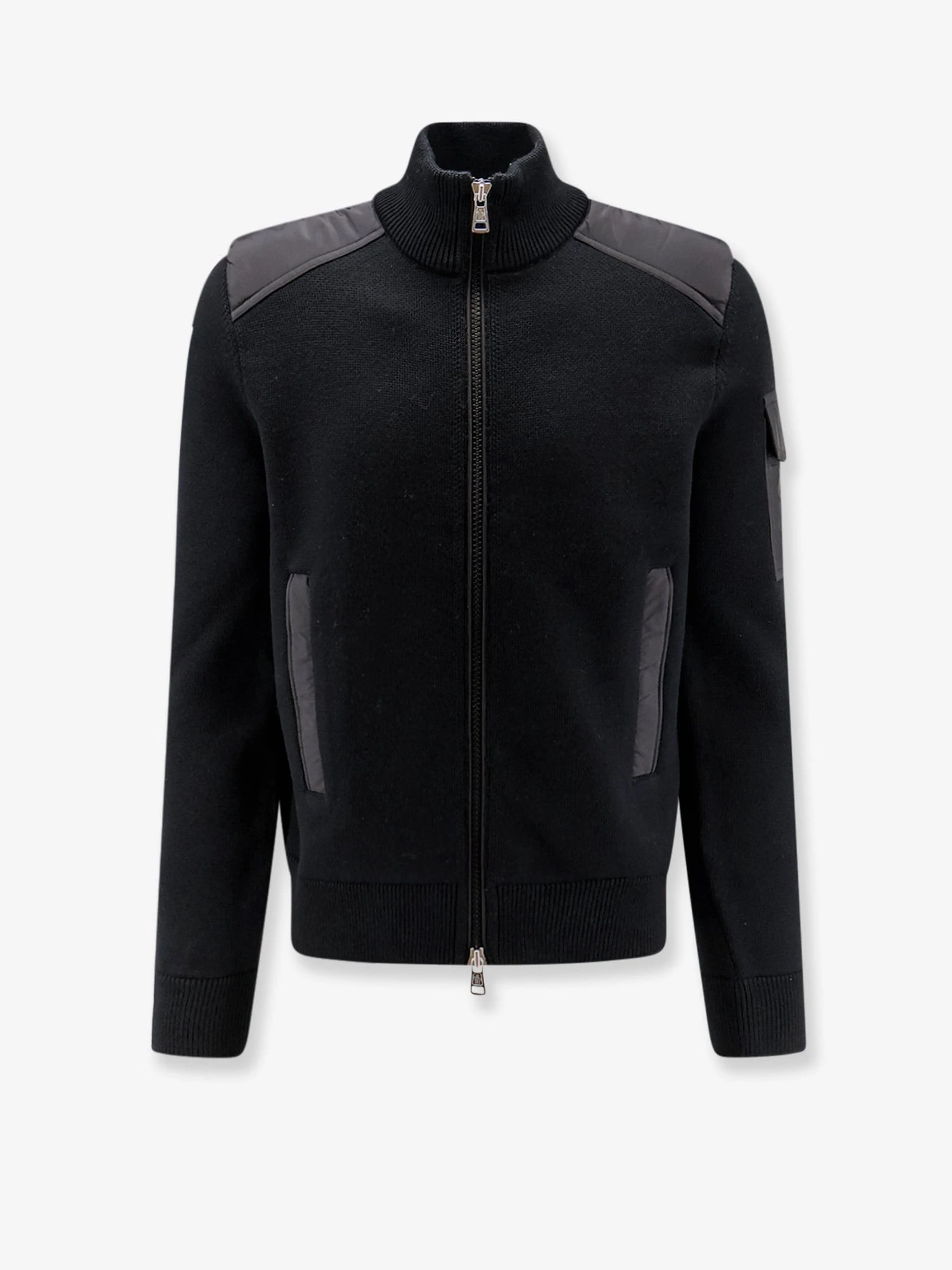 Virgin wool cardigan with Logo patch.webp