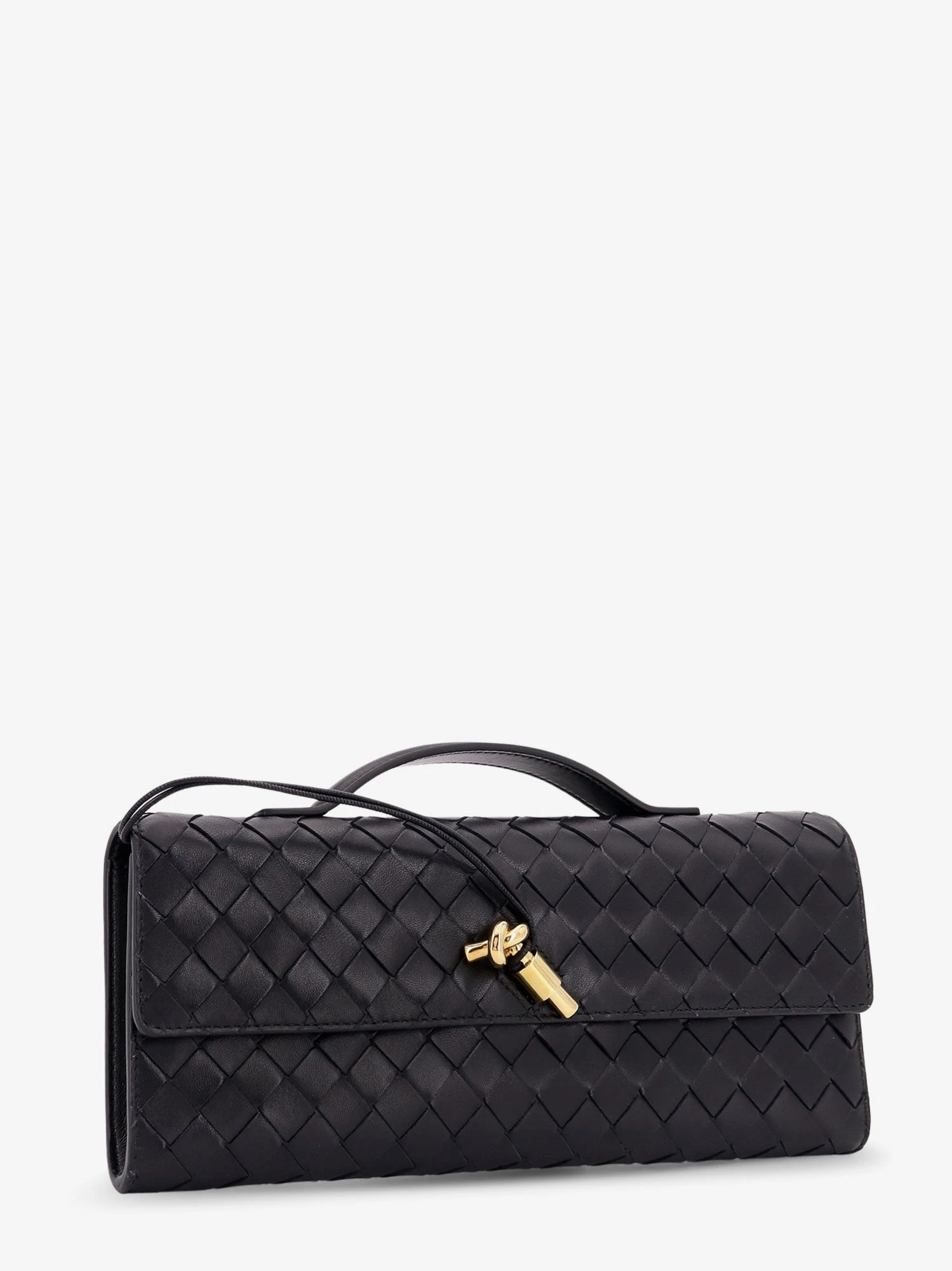 Andiamo Leather Clutch with Intrecciato Pattern.webp
