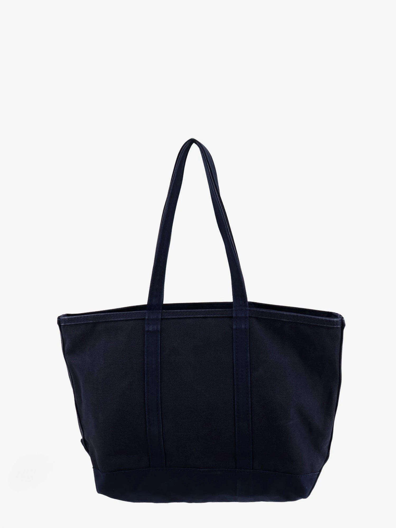 Denim shoulder bag with embroidered logo on the front