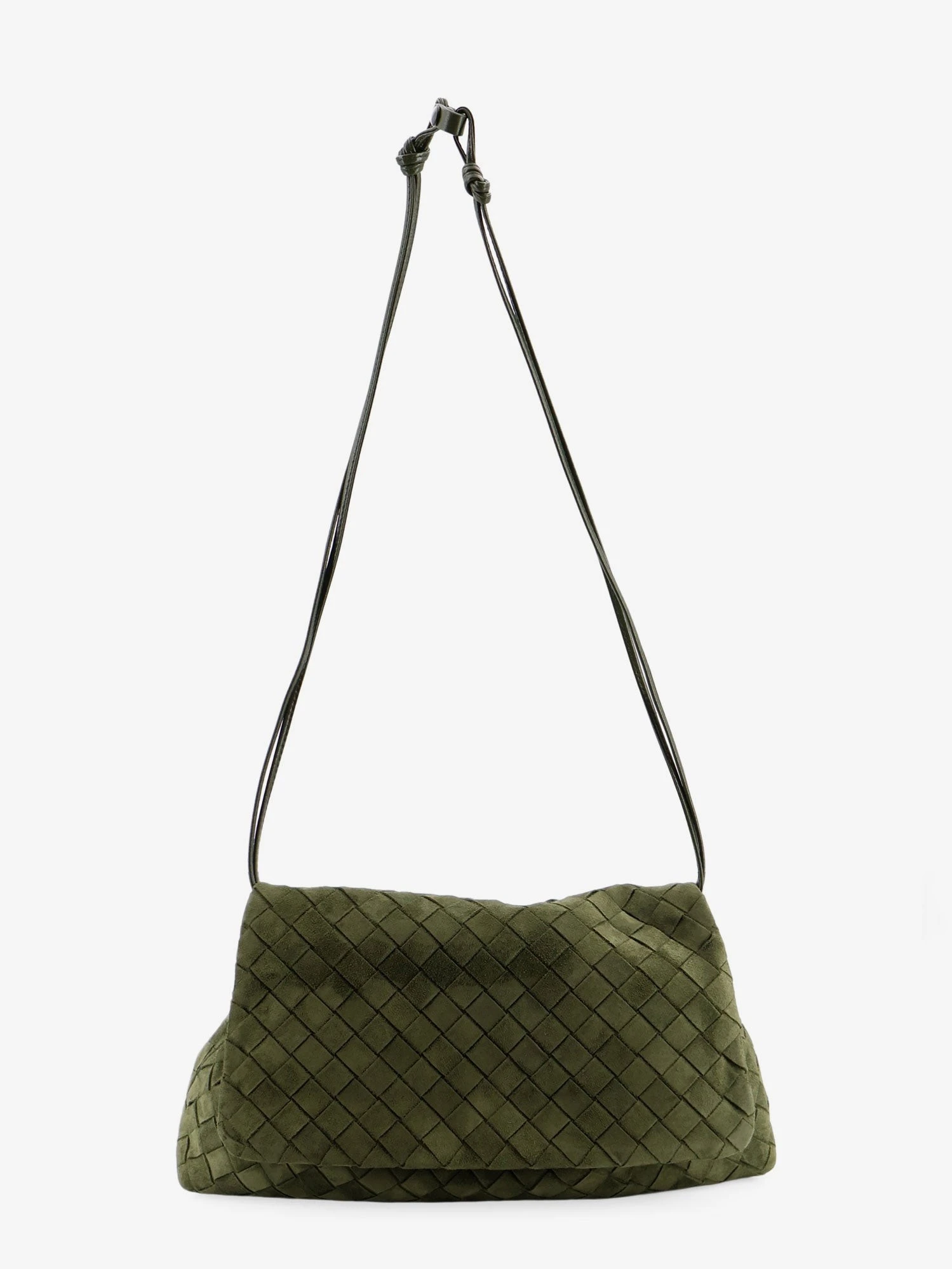 Suede Giorno shoulder bag with Intrecciato pattern.webp