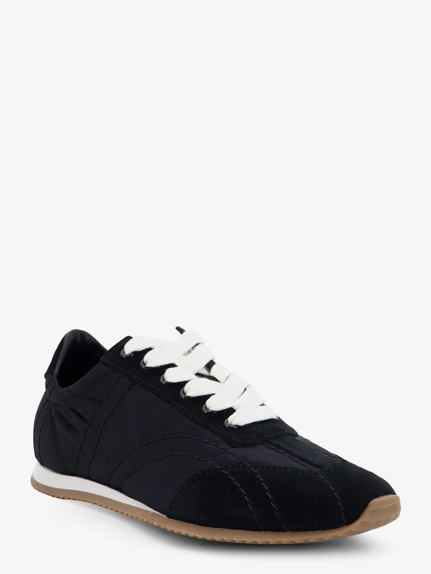 Nylon and suede sneakers with all-over stitching.webp