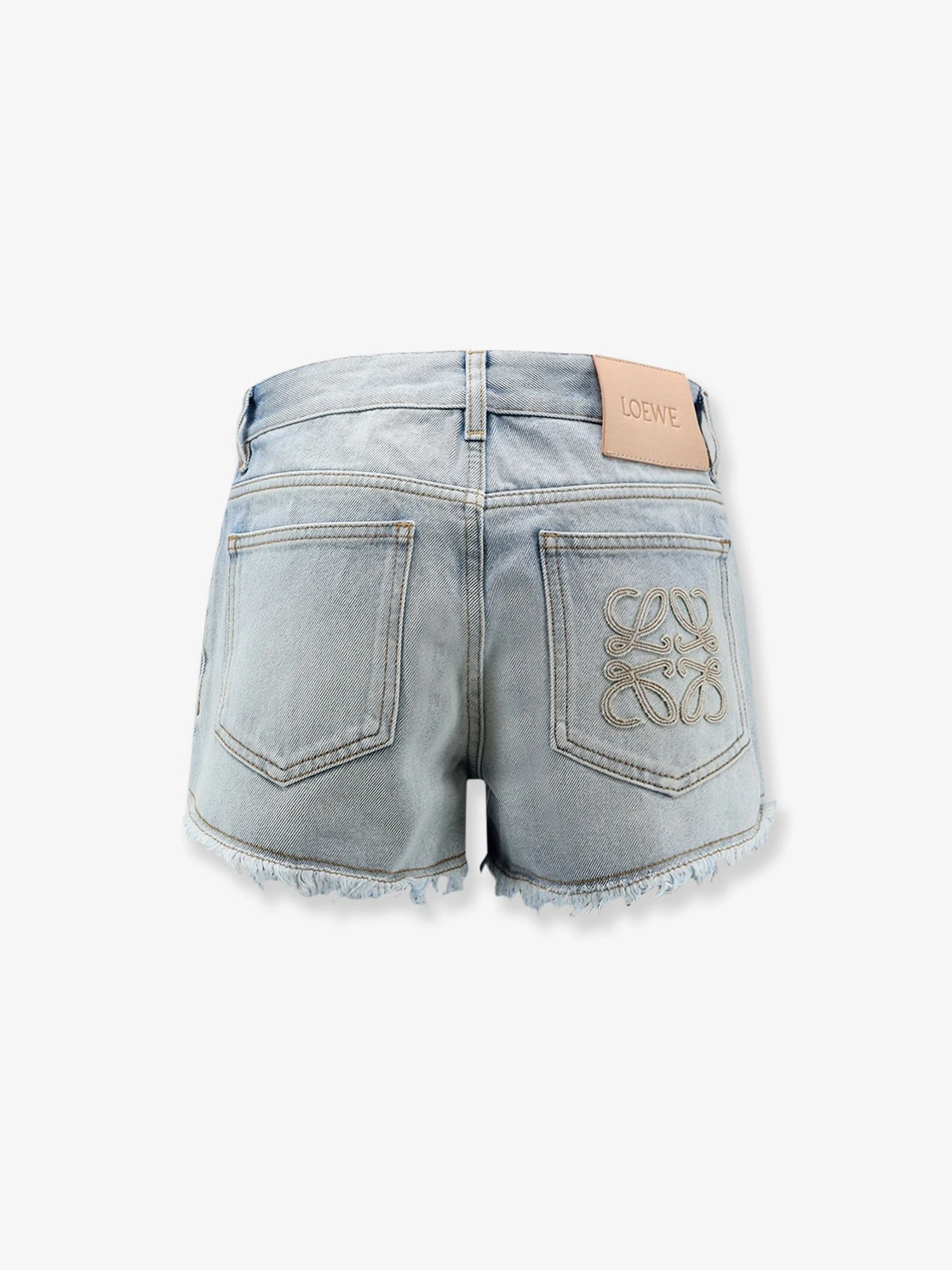 Paula's Ibiza-Blue denim bermuda shorts with frayed edges.webp