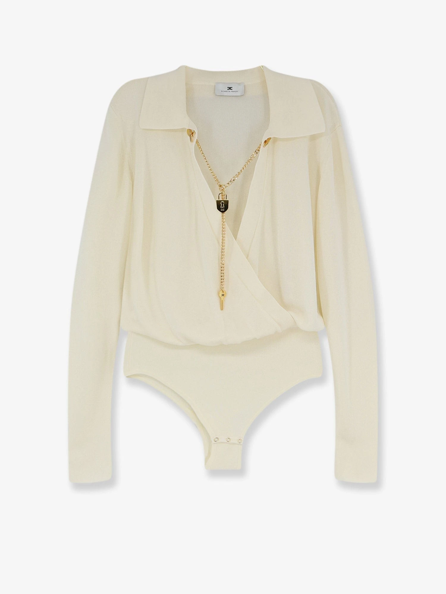 Viscose blend bodysuit with jewel charm detail