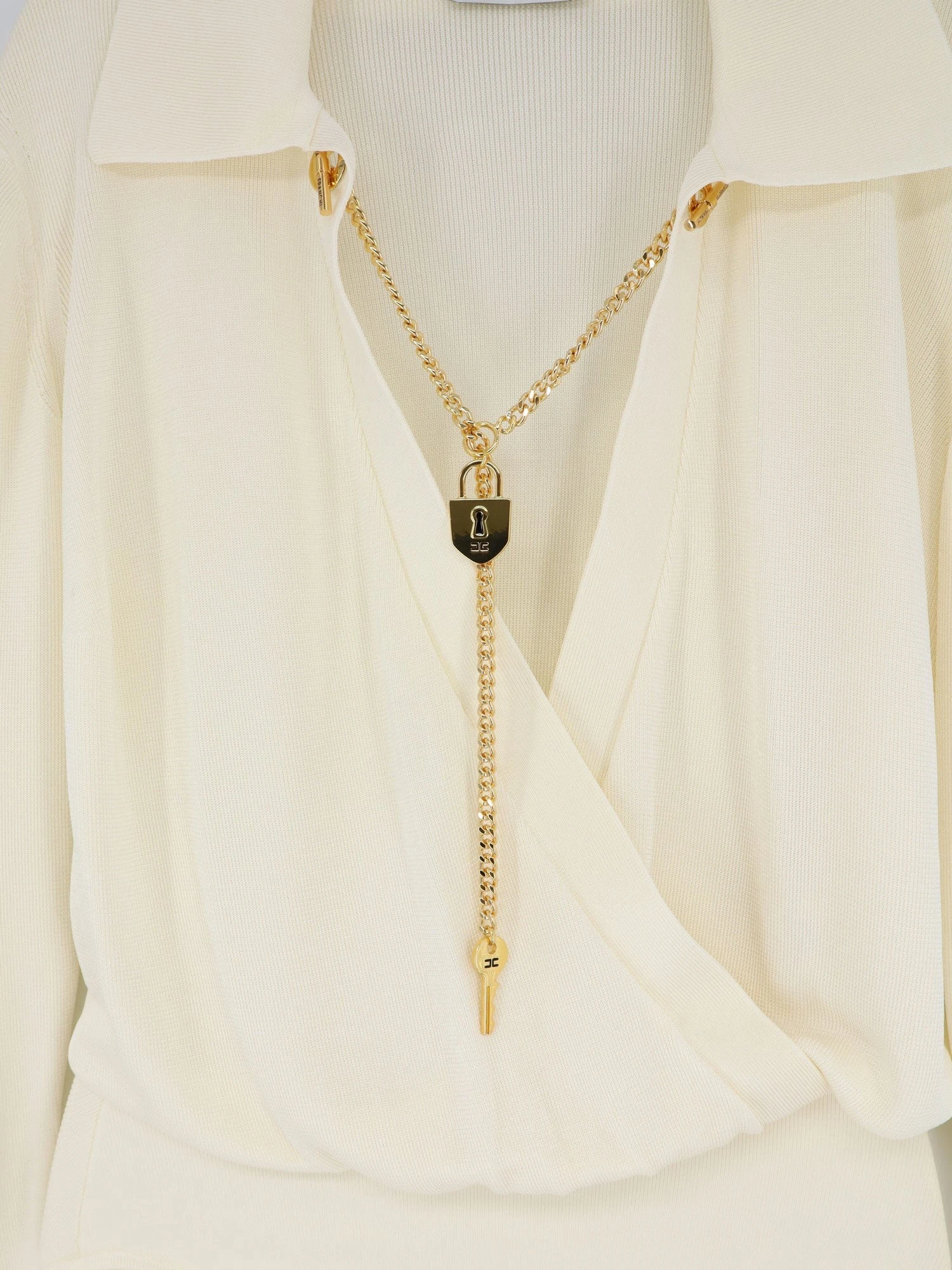 Viscose blend bodysuit with jewel charm detail