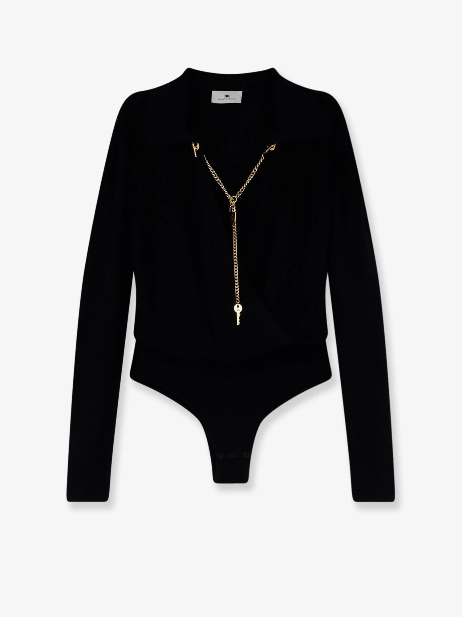 Viscose blend bodysuit with jewel charm detail