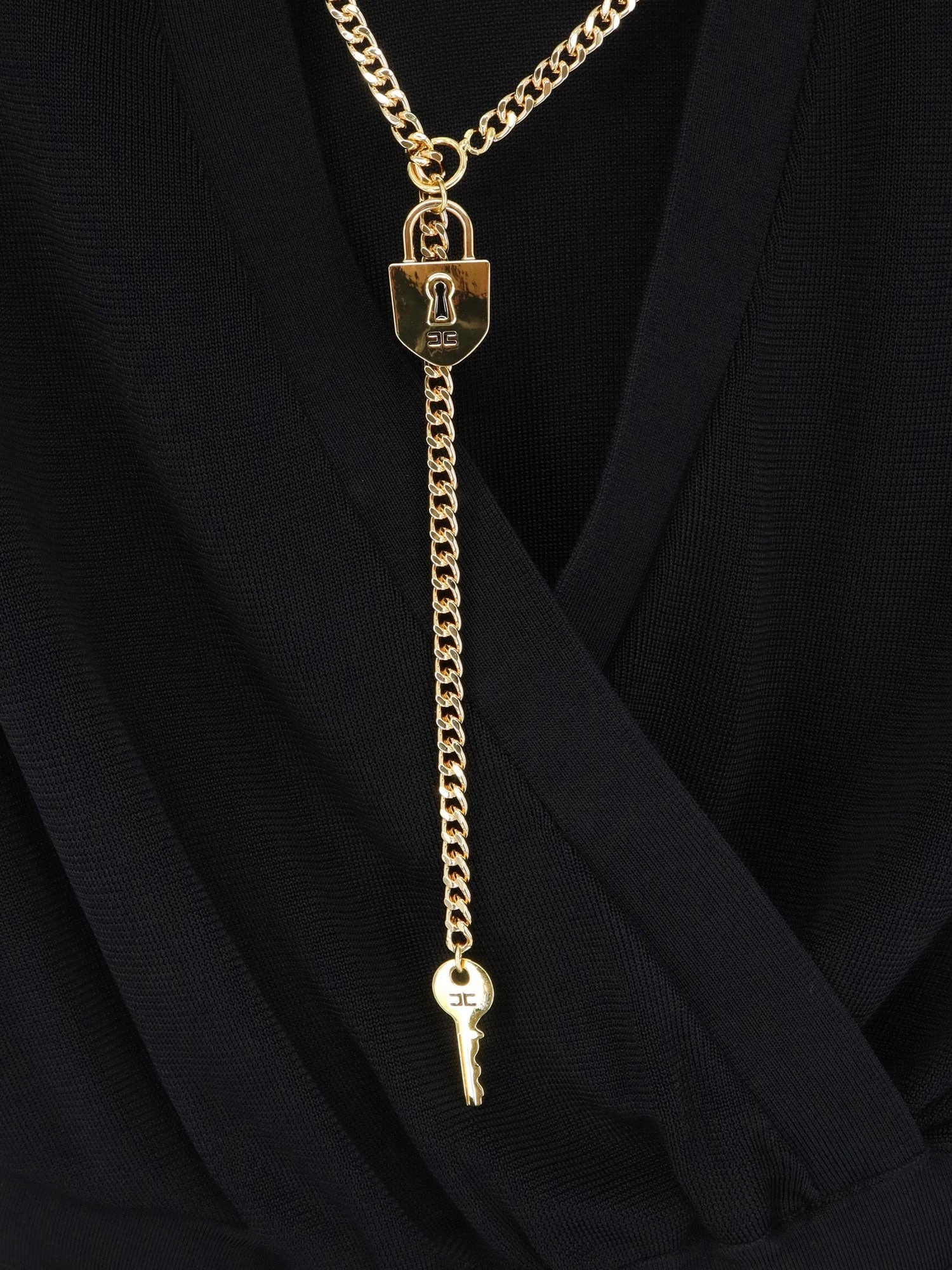 Viscose blend bodysuit with jewel charm detail