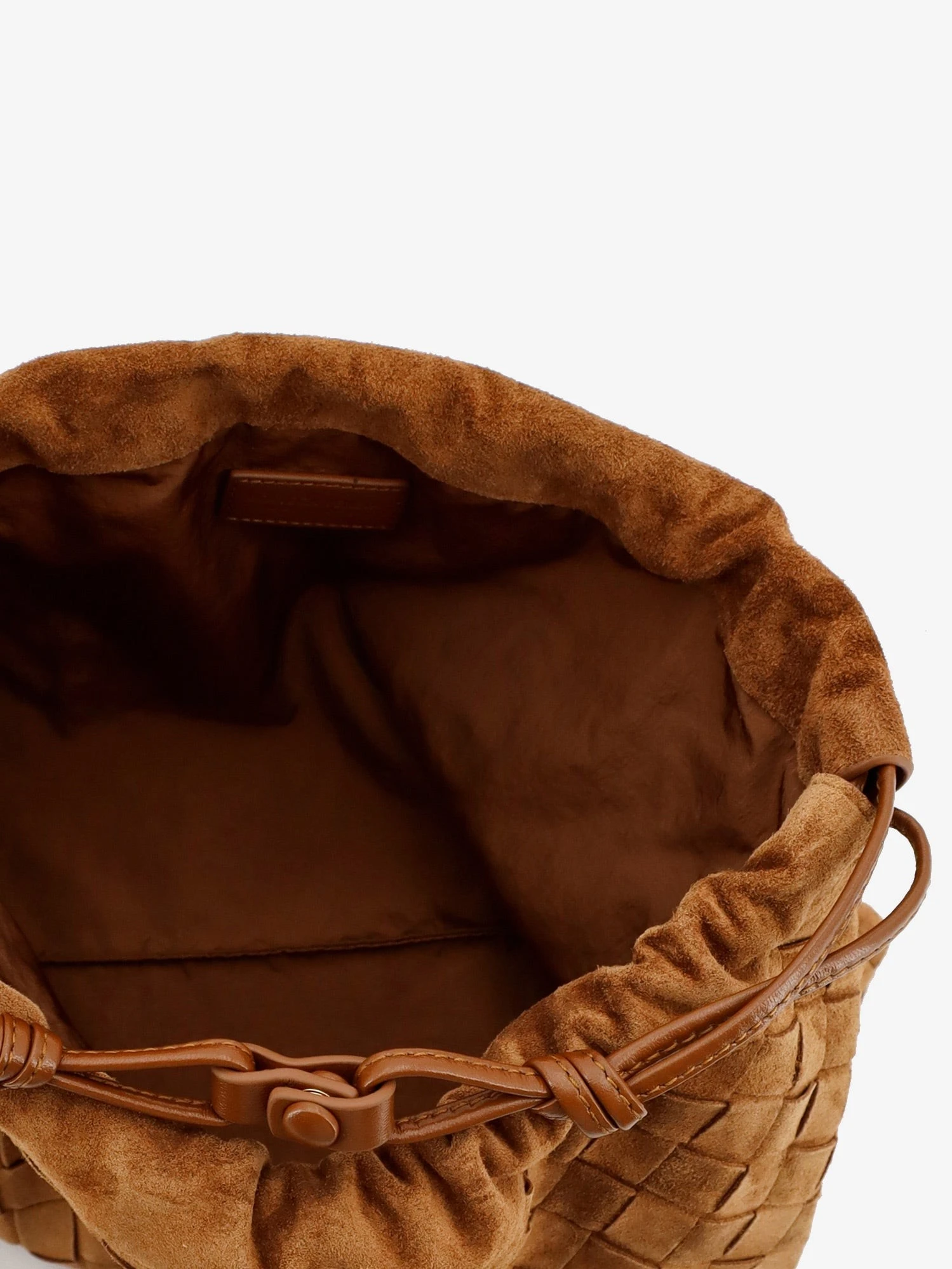 Medium Dustbag in suede with Intrecciato effect.webp