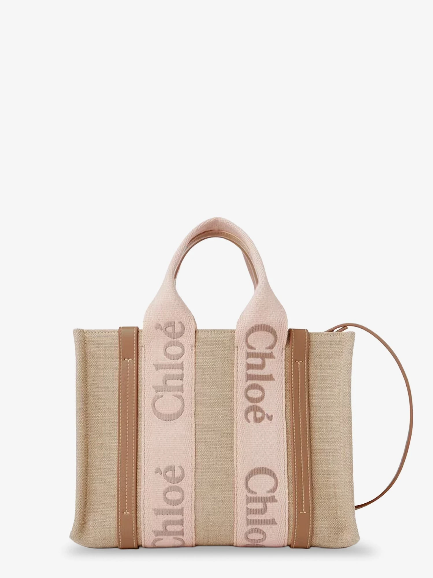 Woody linen canvas and leather crossbody bag.webp
