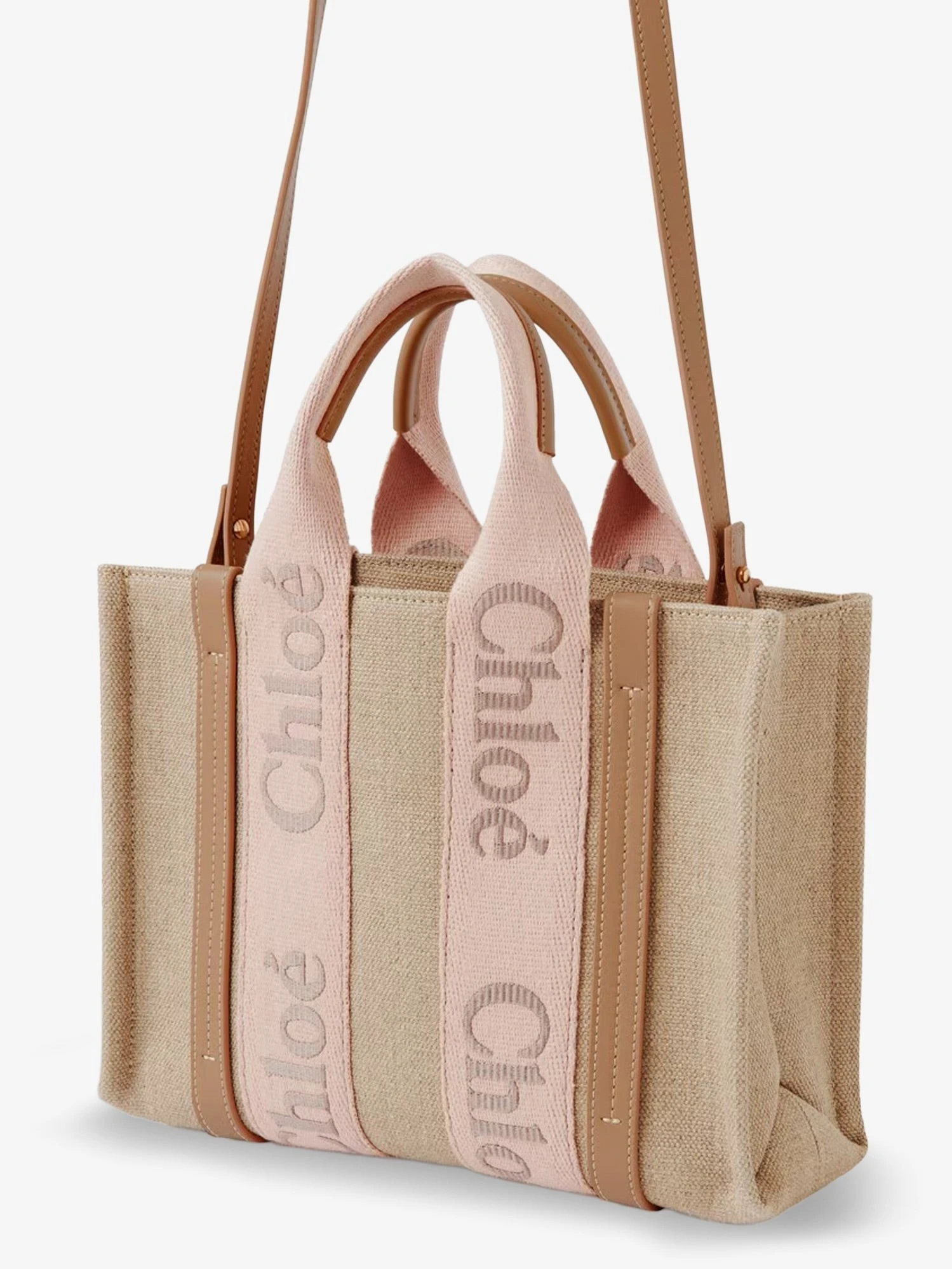 Woody linen canvas and leather crossbody bag.webp