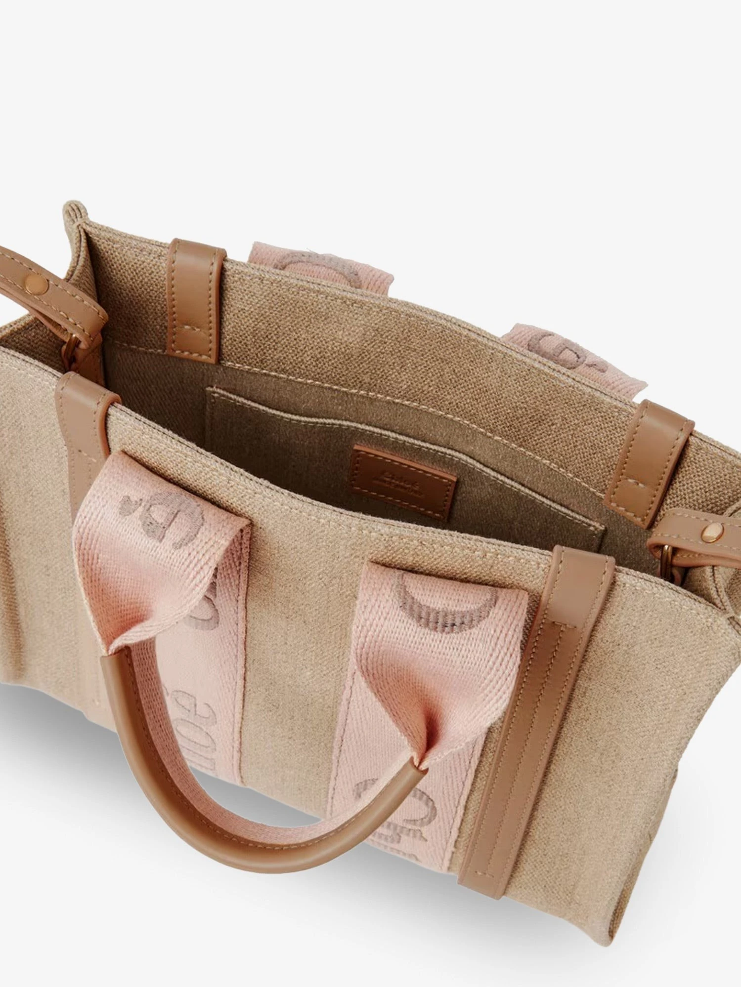 Woody linen canvas and leather crossbody bag.webp