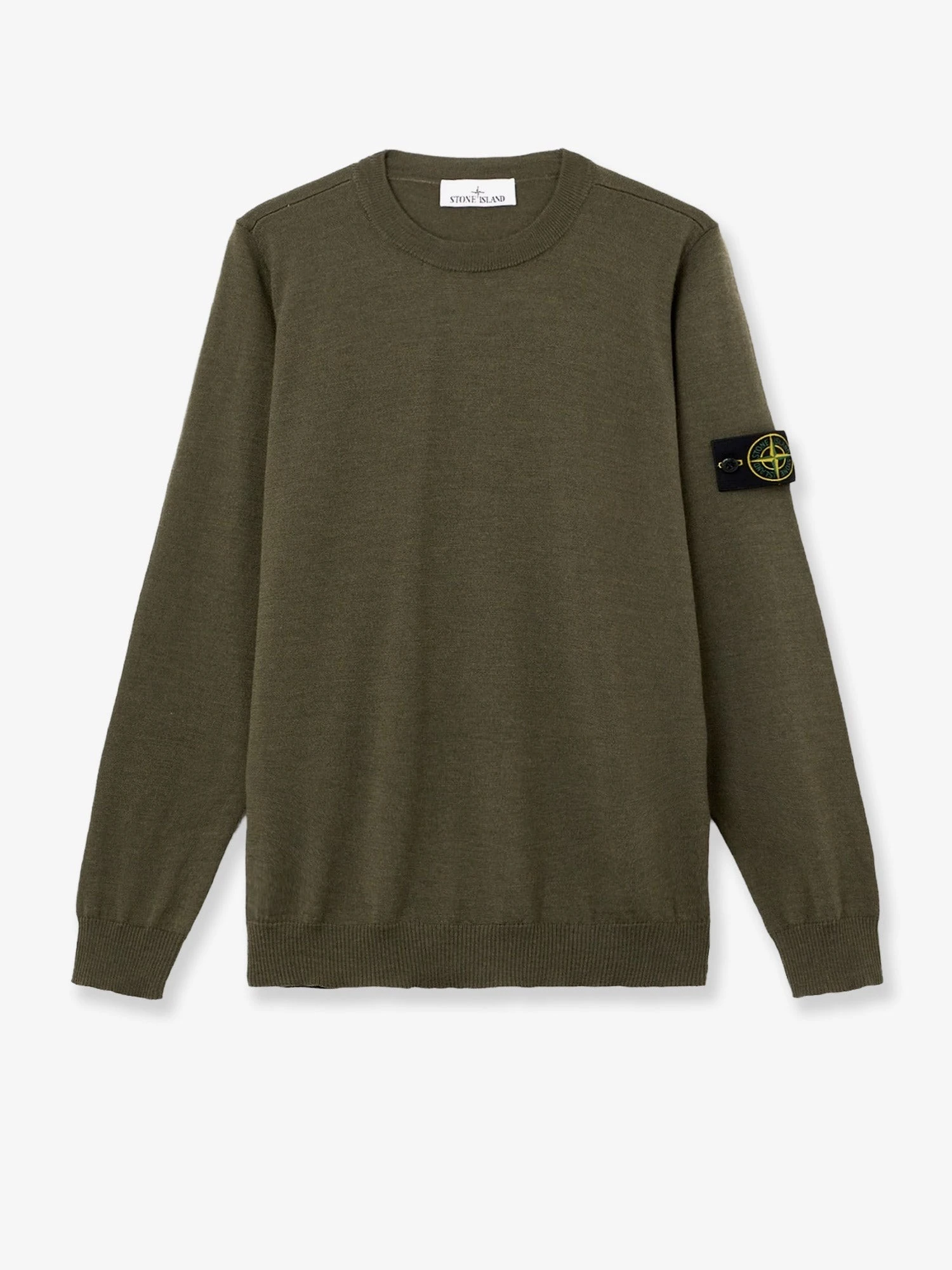 Wool sweater with side logo patch