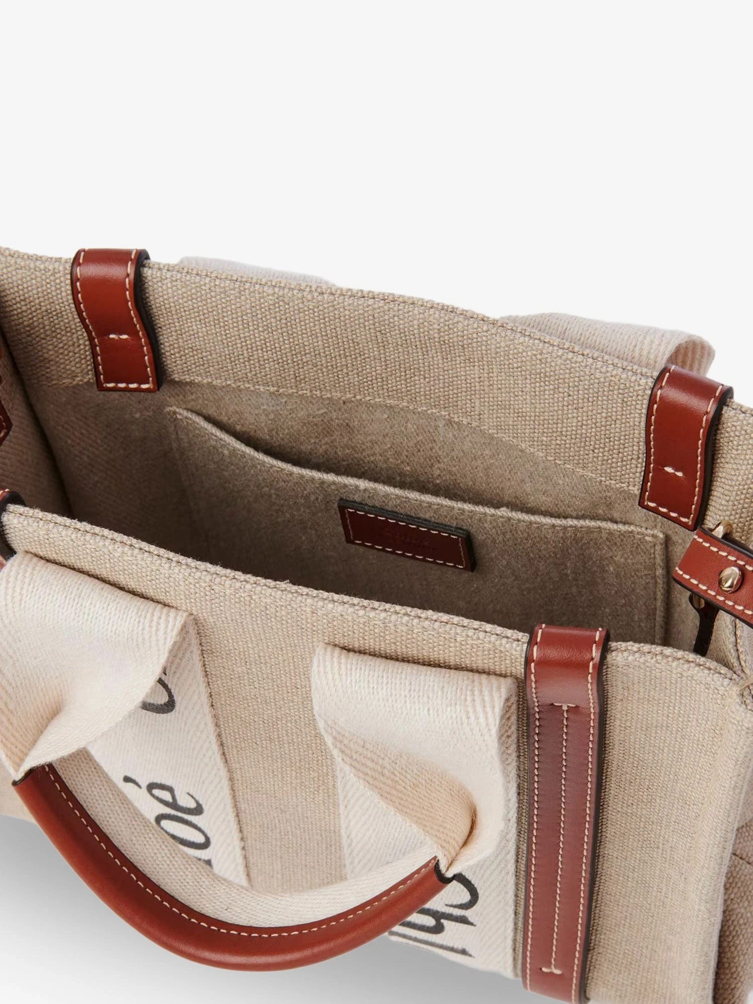 Woody linen and leather Tote Bag.webp