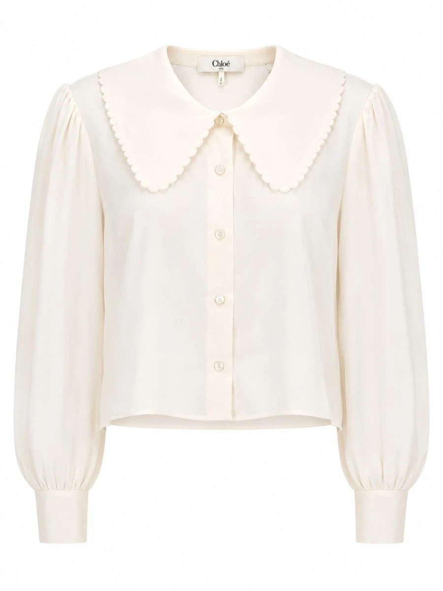 BLUSA CON MANICHE A SBUFFO IN CRÊPE DE CHINE.webp