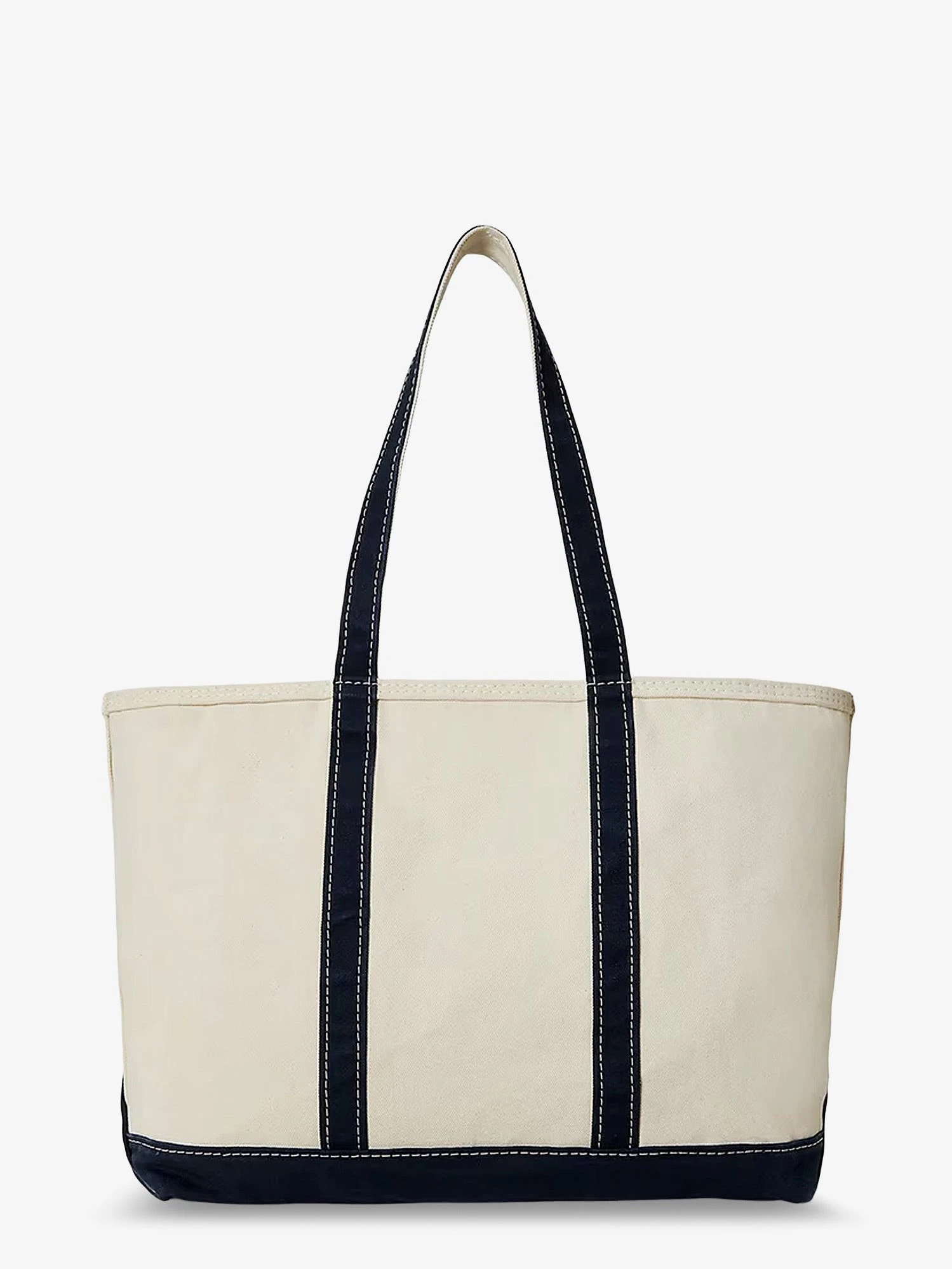 Denim shoulder bag with embroidered logo on the front