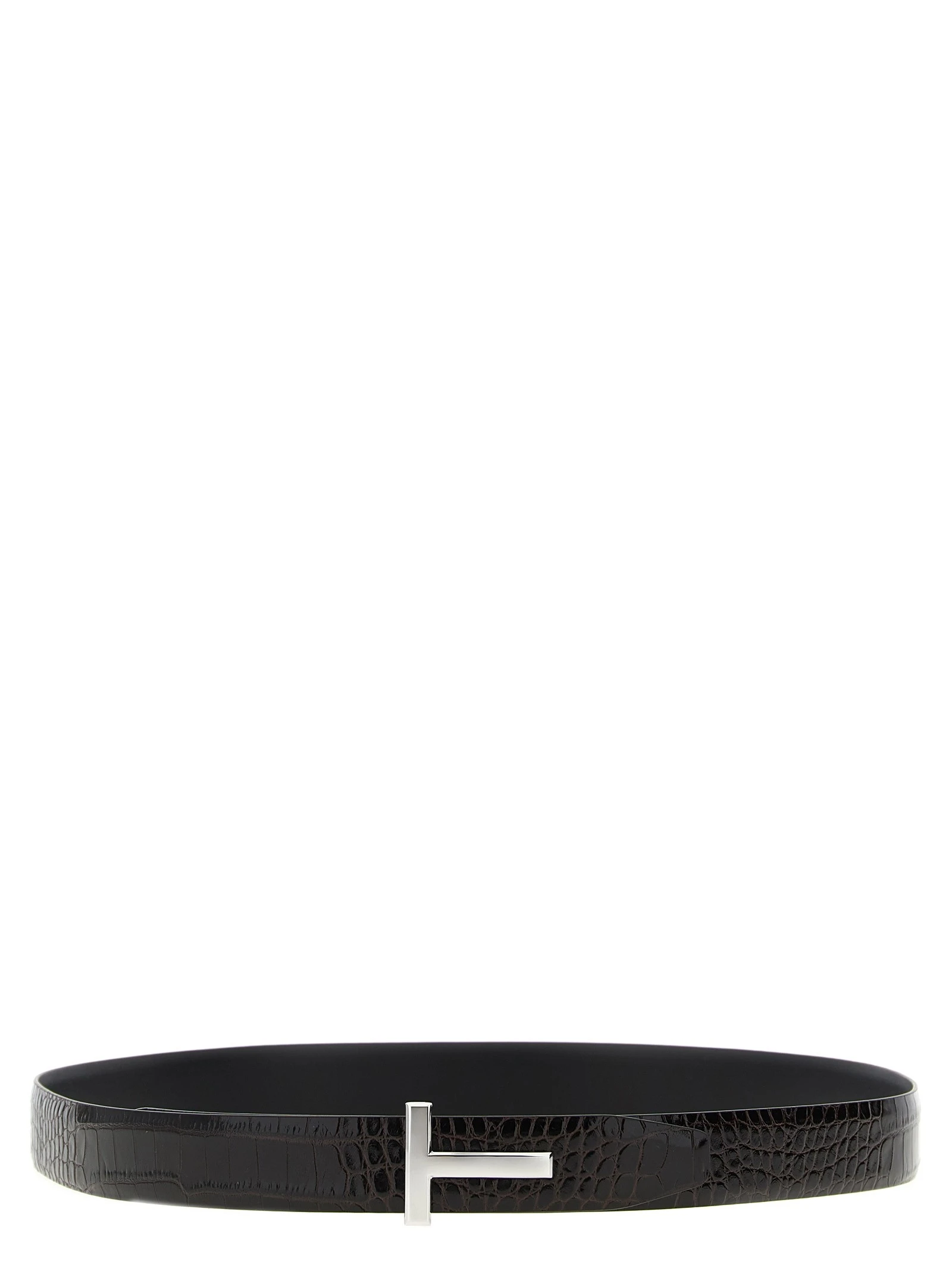 Reversible crocodile leather belt