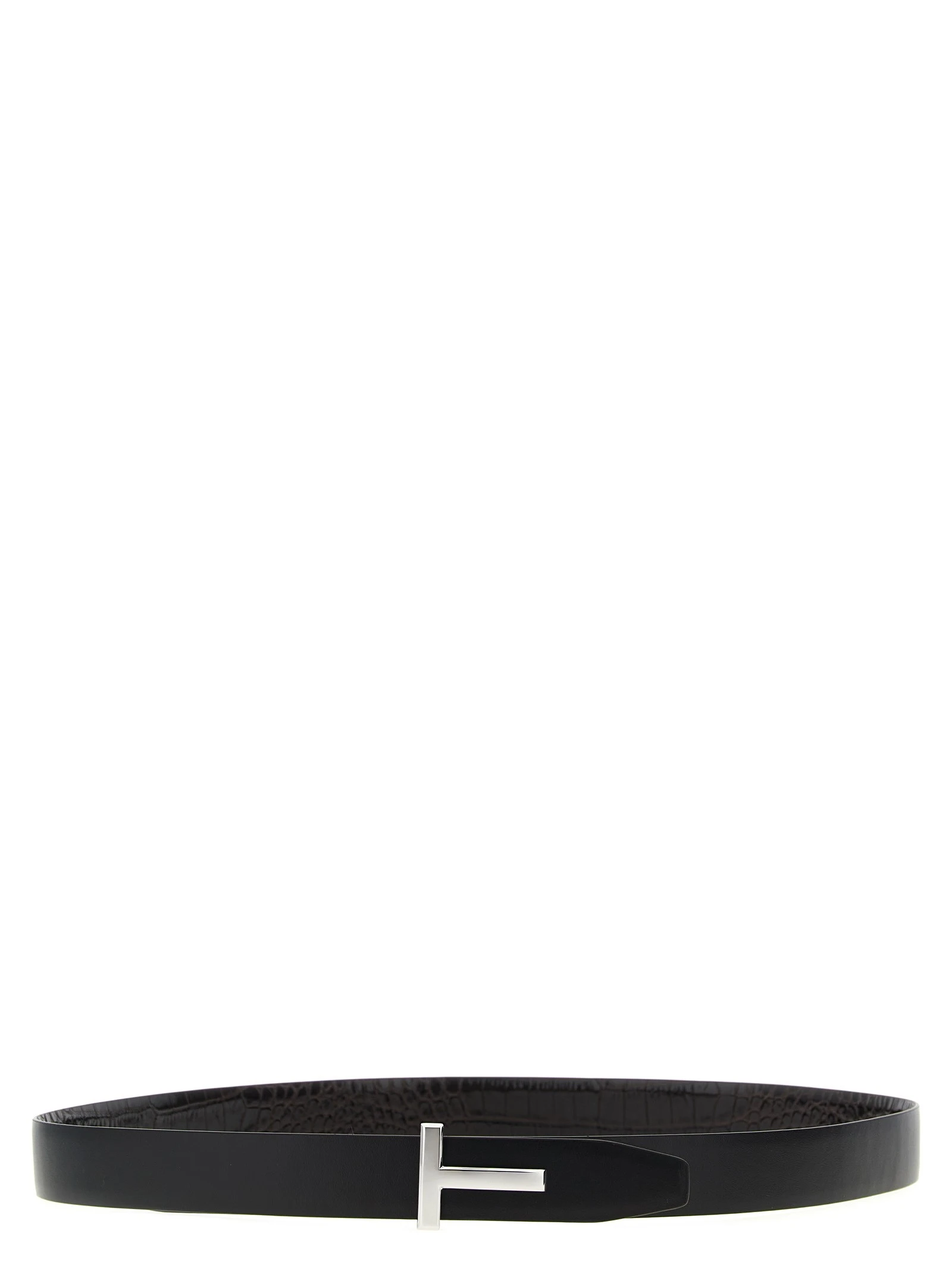 Reversible crocodile leather belt