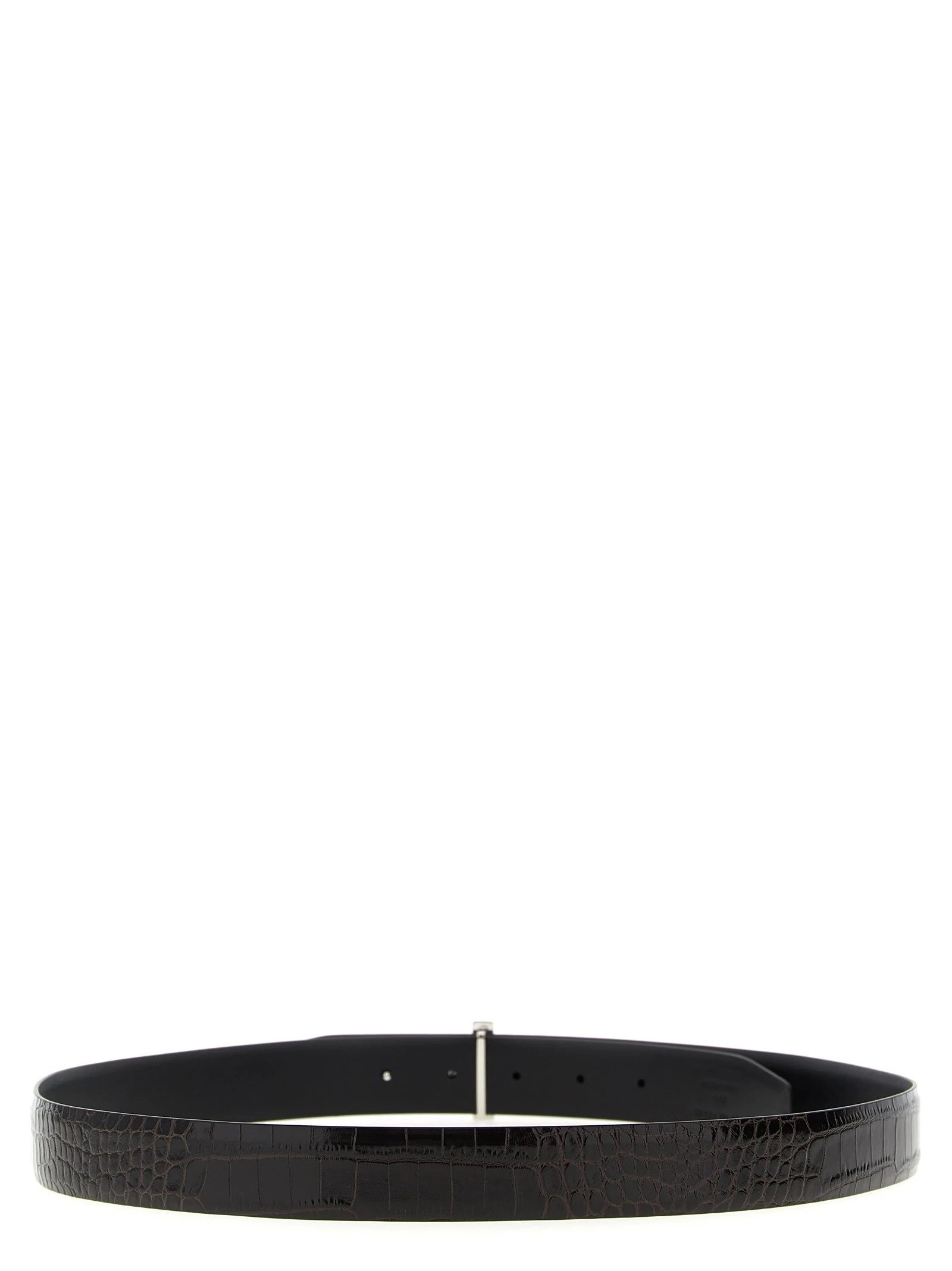 Reversible crocodile leather belt