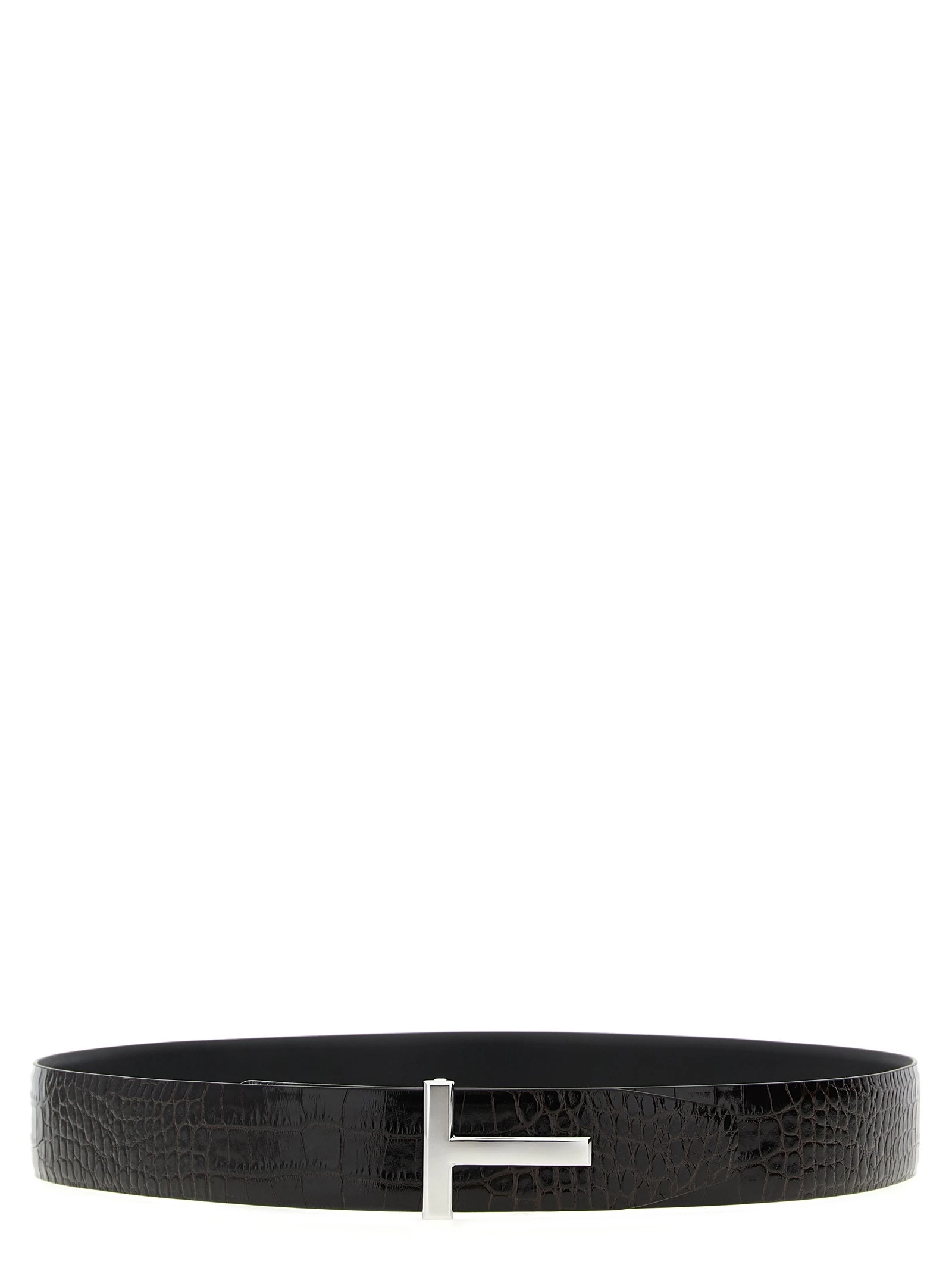 Reversible crocodile leather belt
