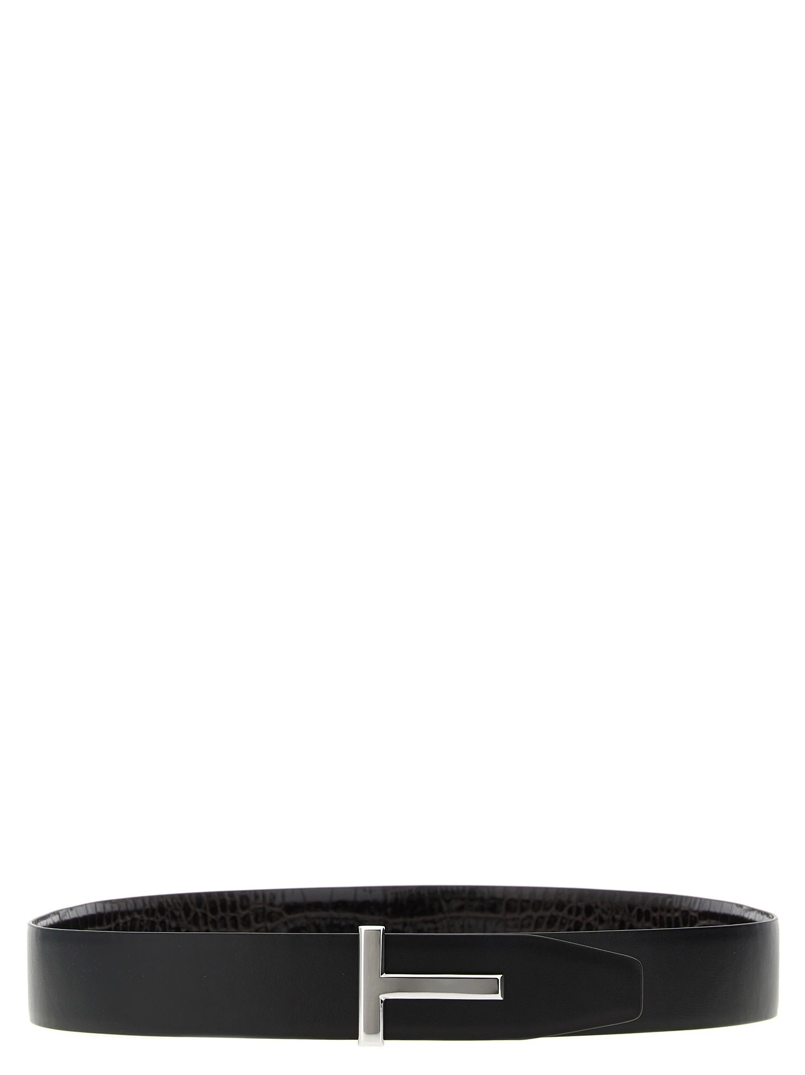 Reversible crocodile leather belt
