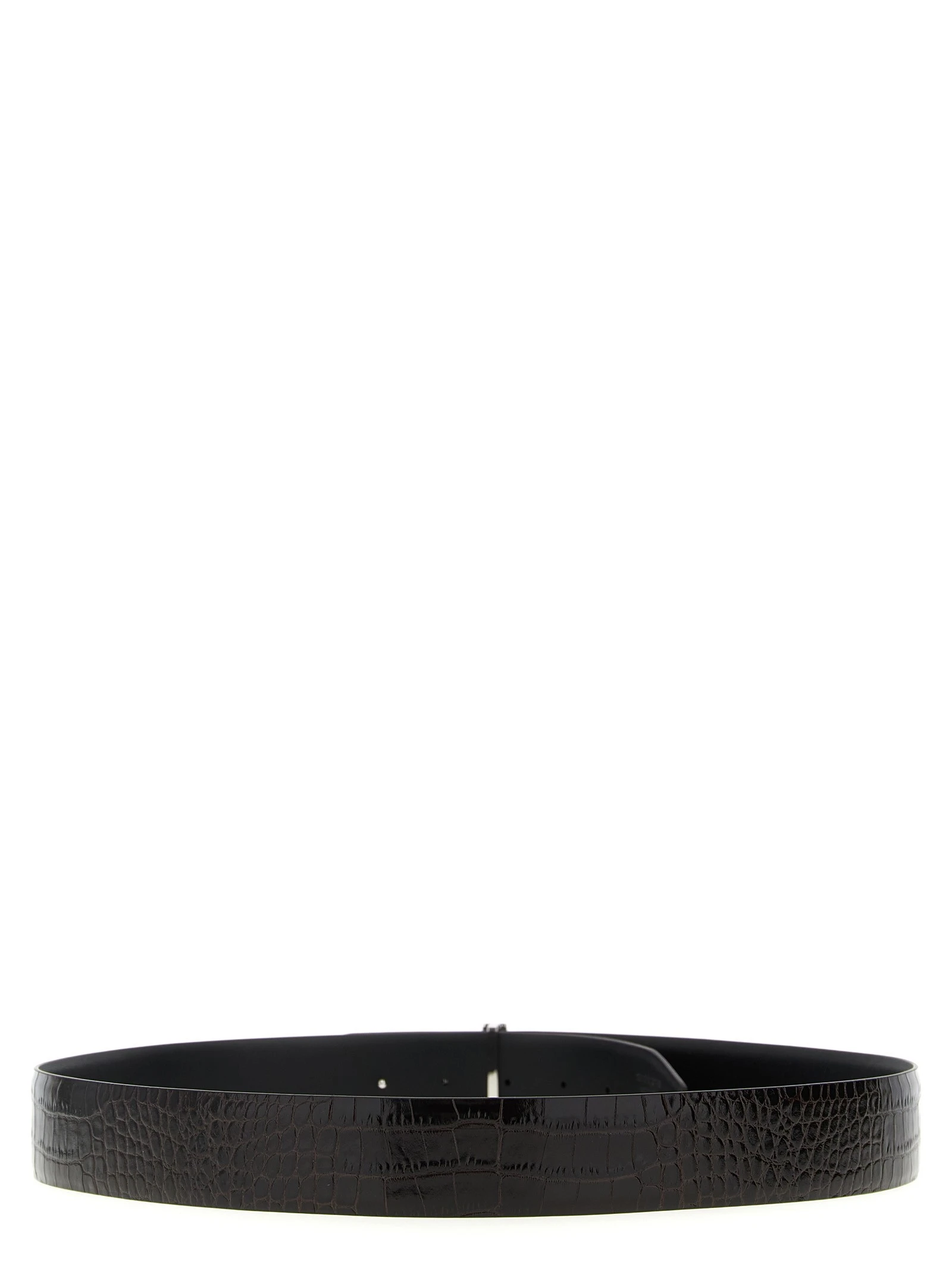 Reversible crocodile leather belt