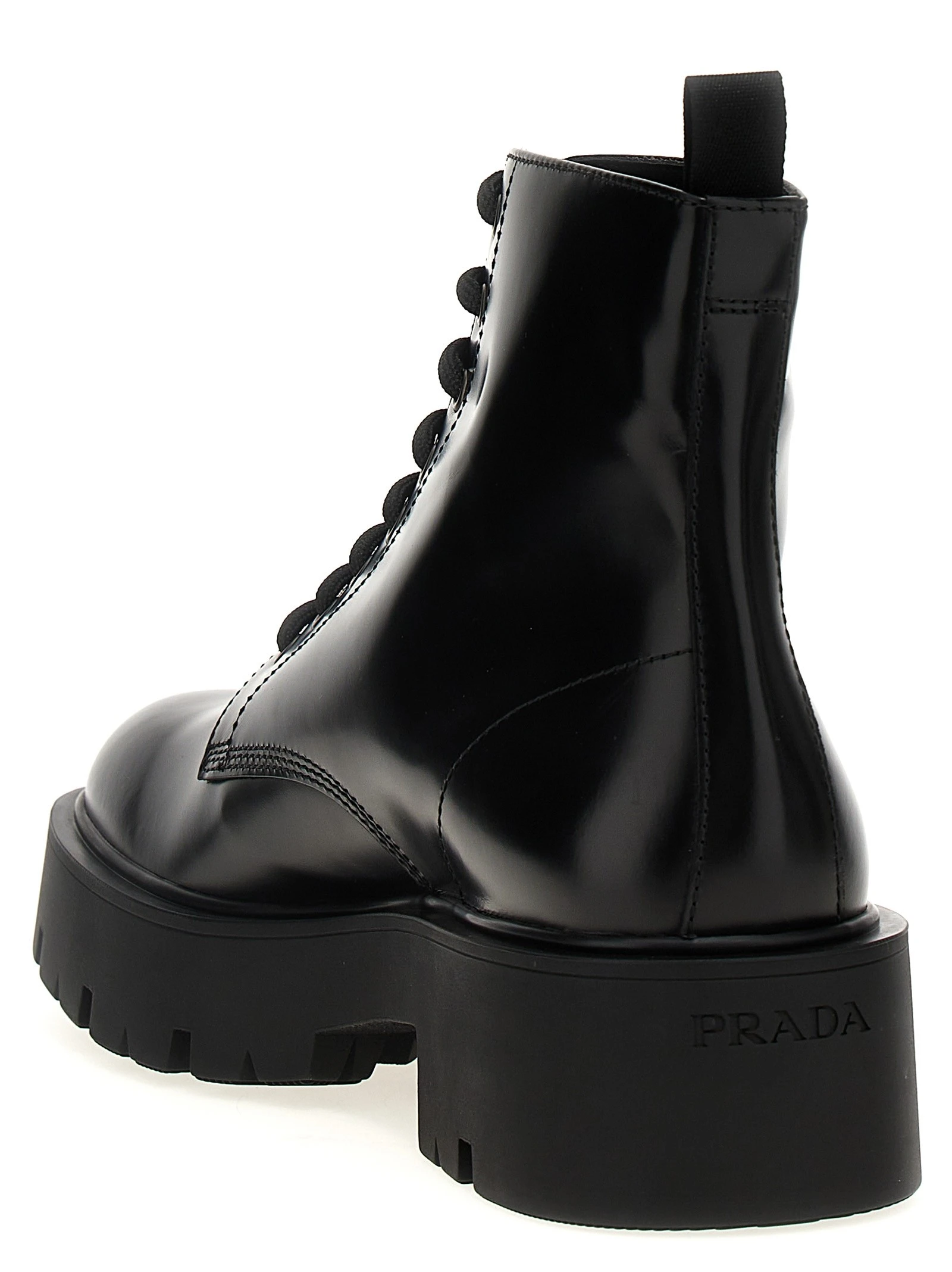 Logo brushed leather ankle boots