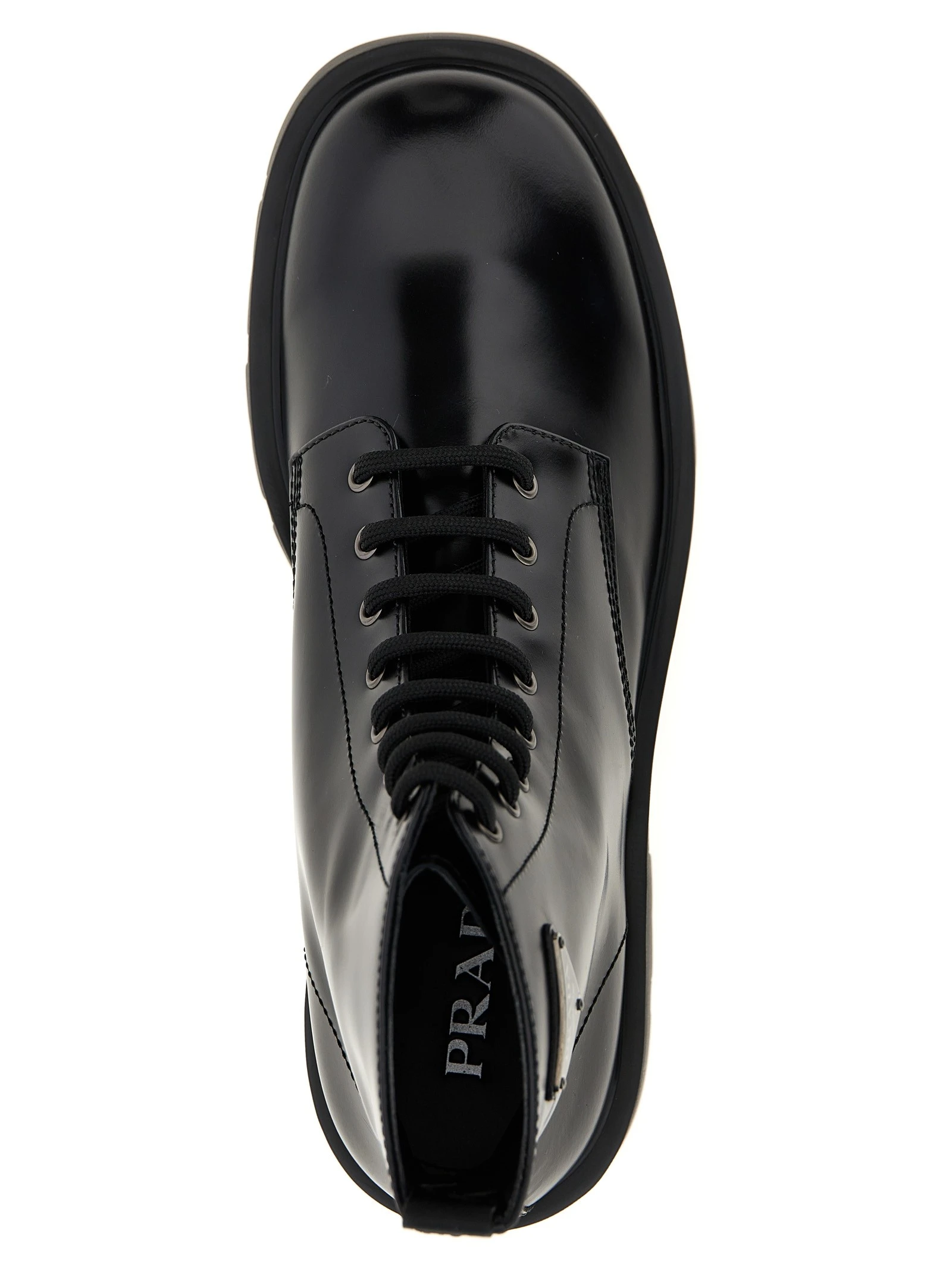 Logo brushed leather ankle boots
