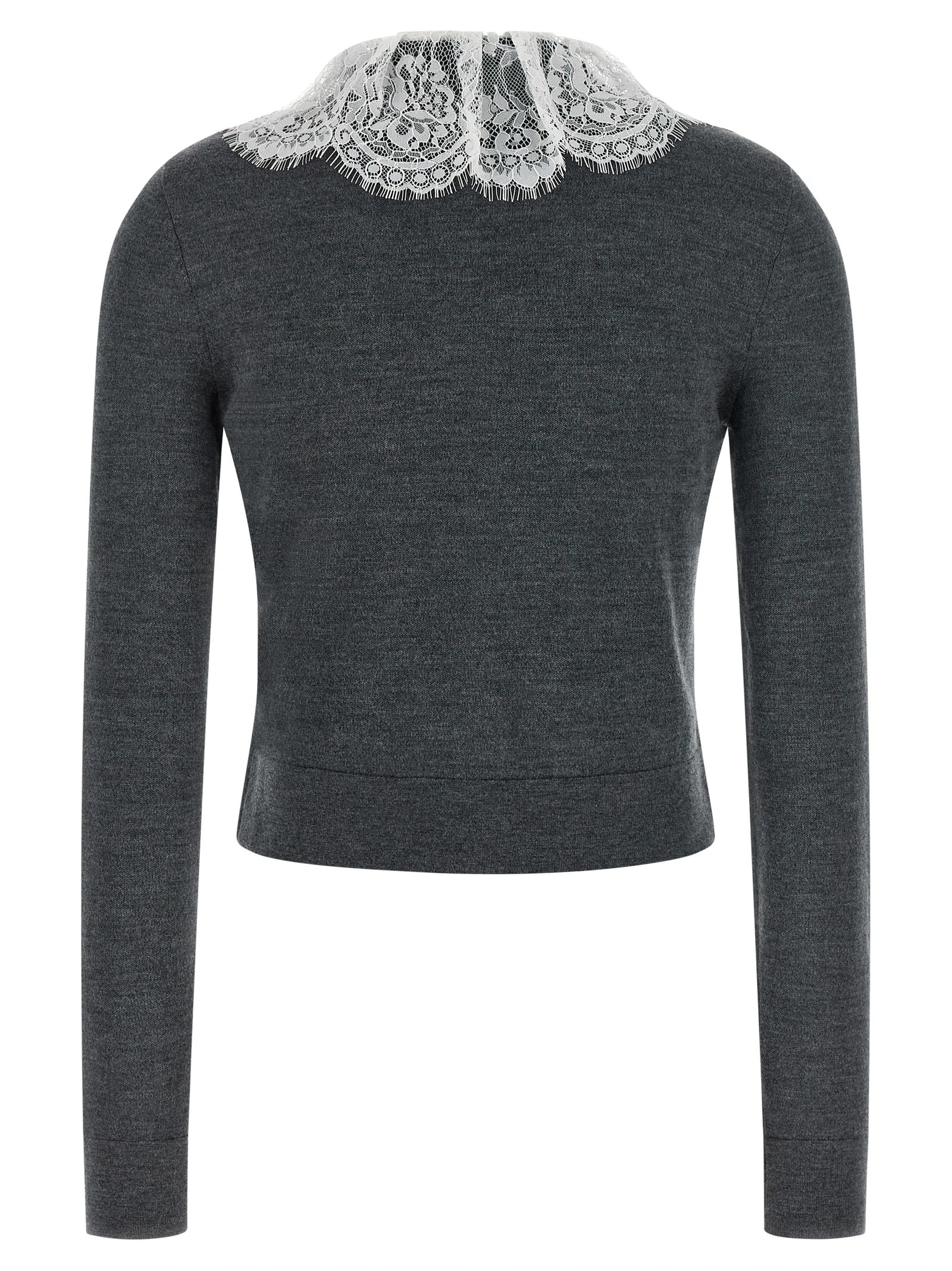 'Grey Lace Collar Knit' cardigan