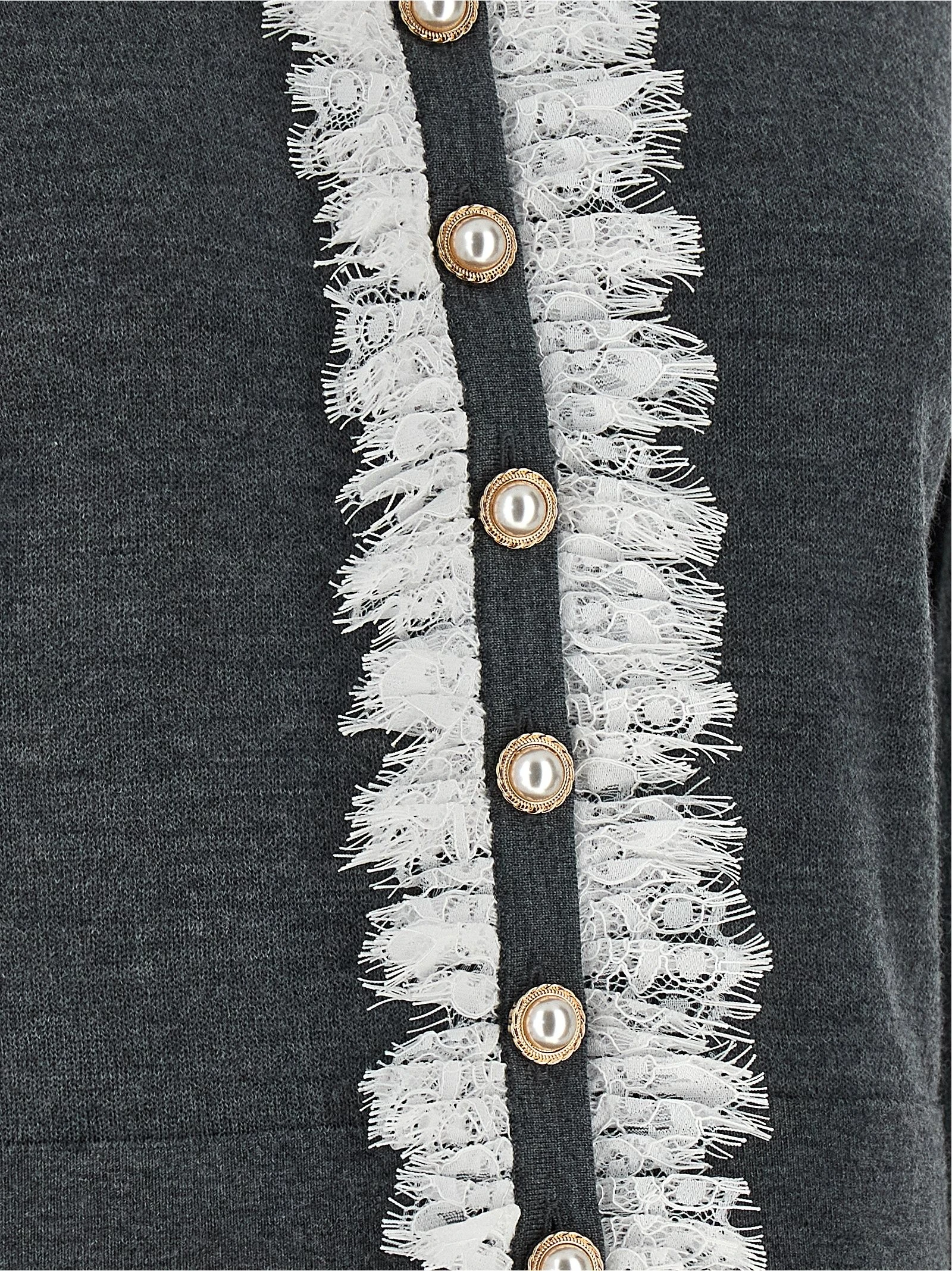 'Grey Lace Collar Knit' cardigan