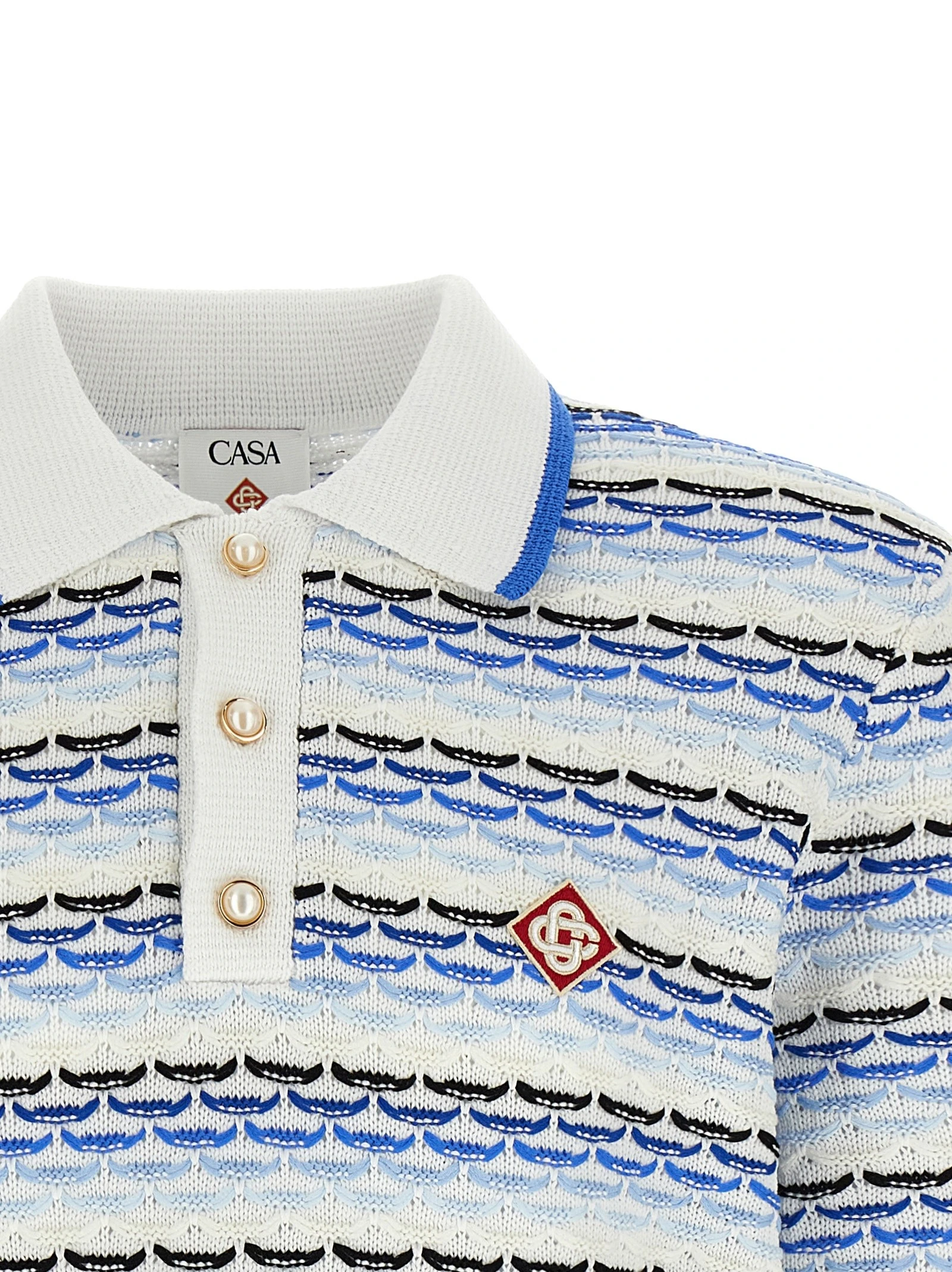 'Tuck Stitch Long Sleeve' polo shirt