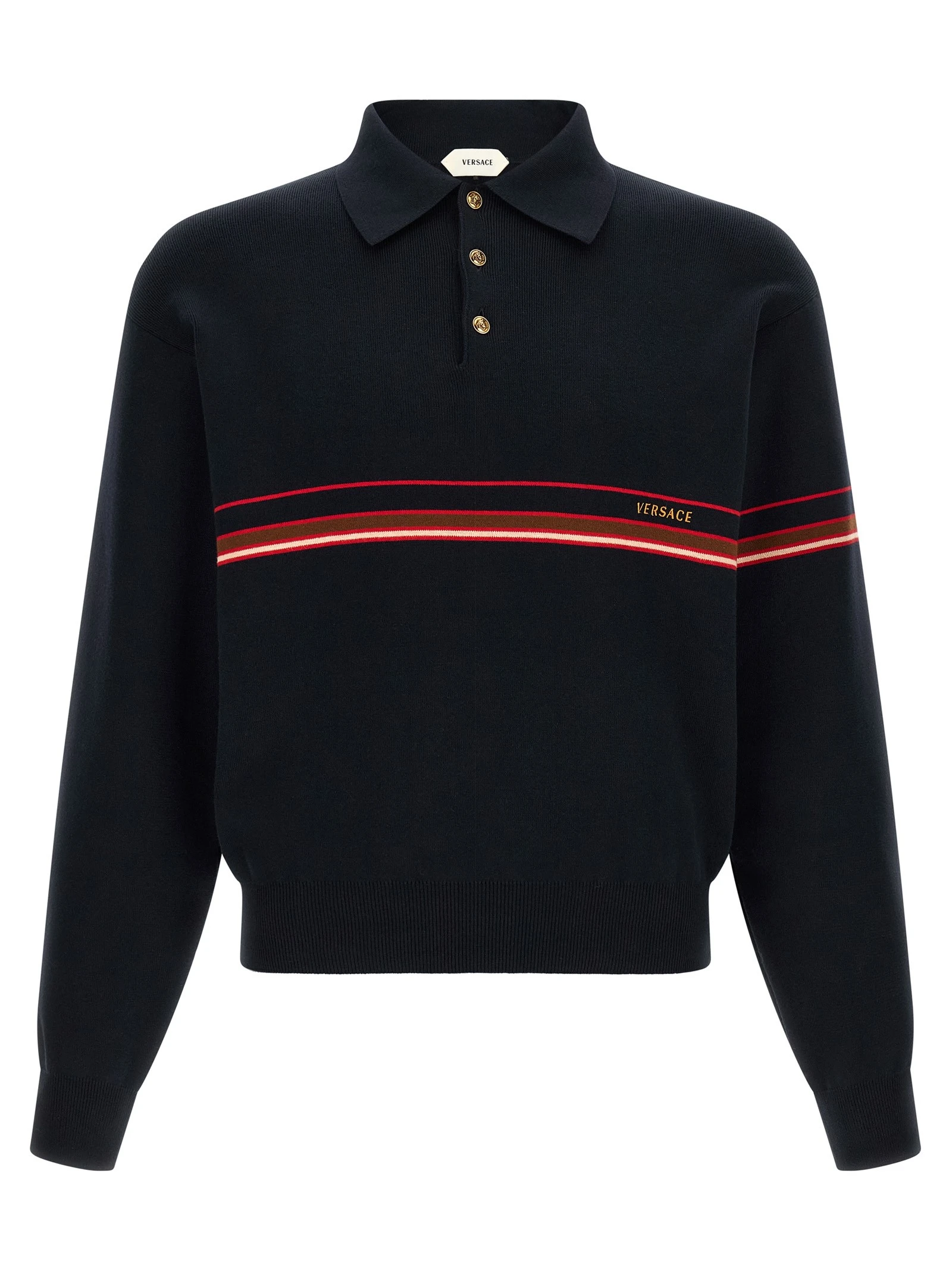 Inlaid striped polo shirt