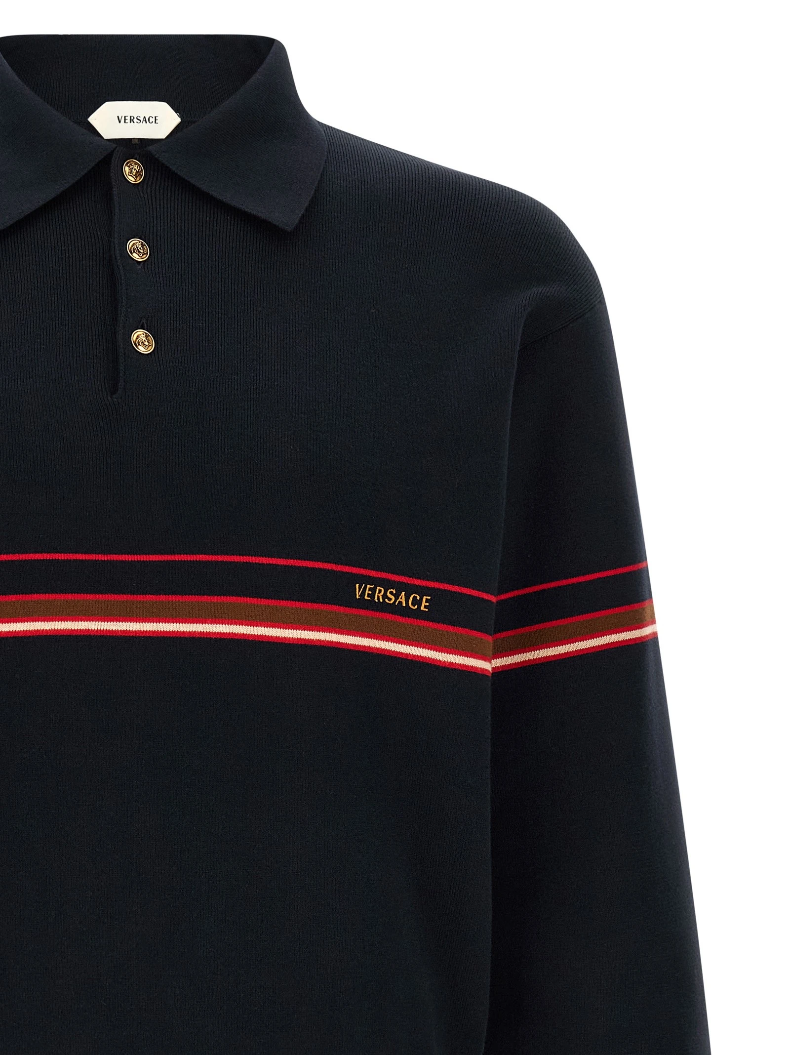 Inlaid striped polo shirt