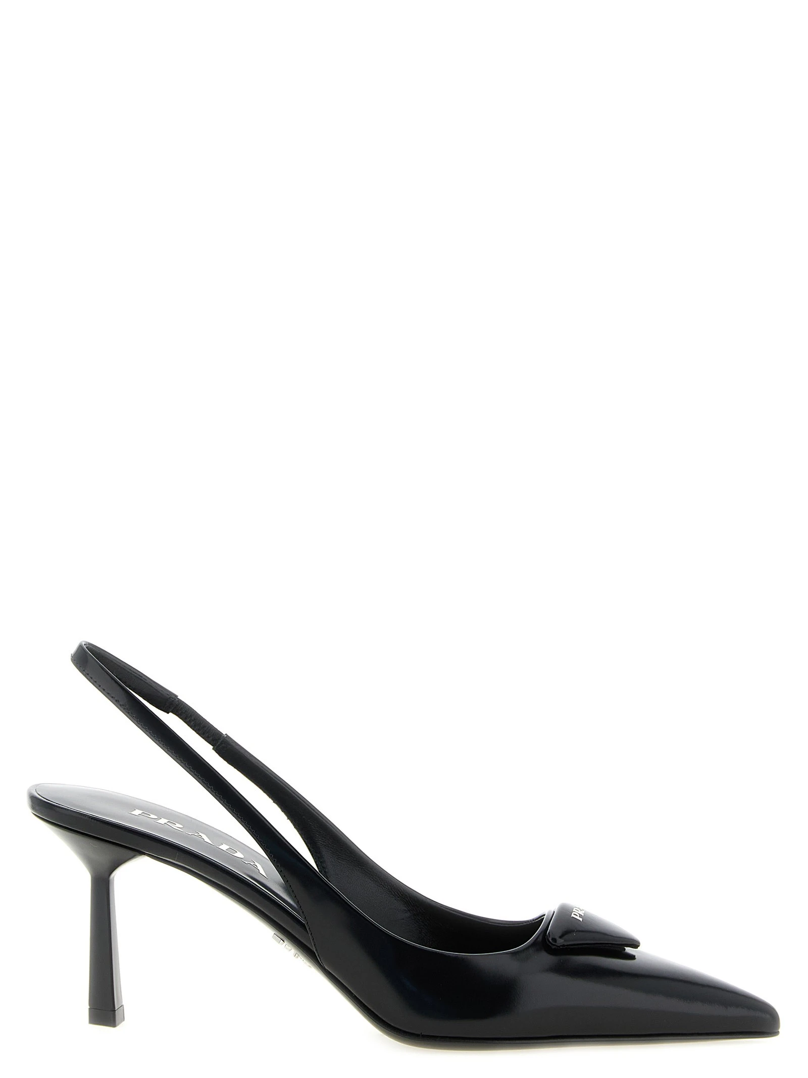 Brushed leather slingback