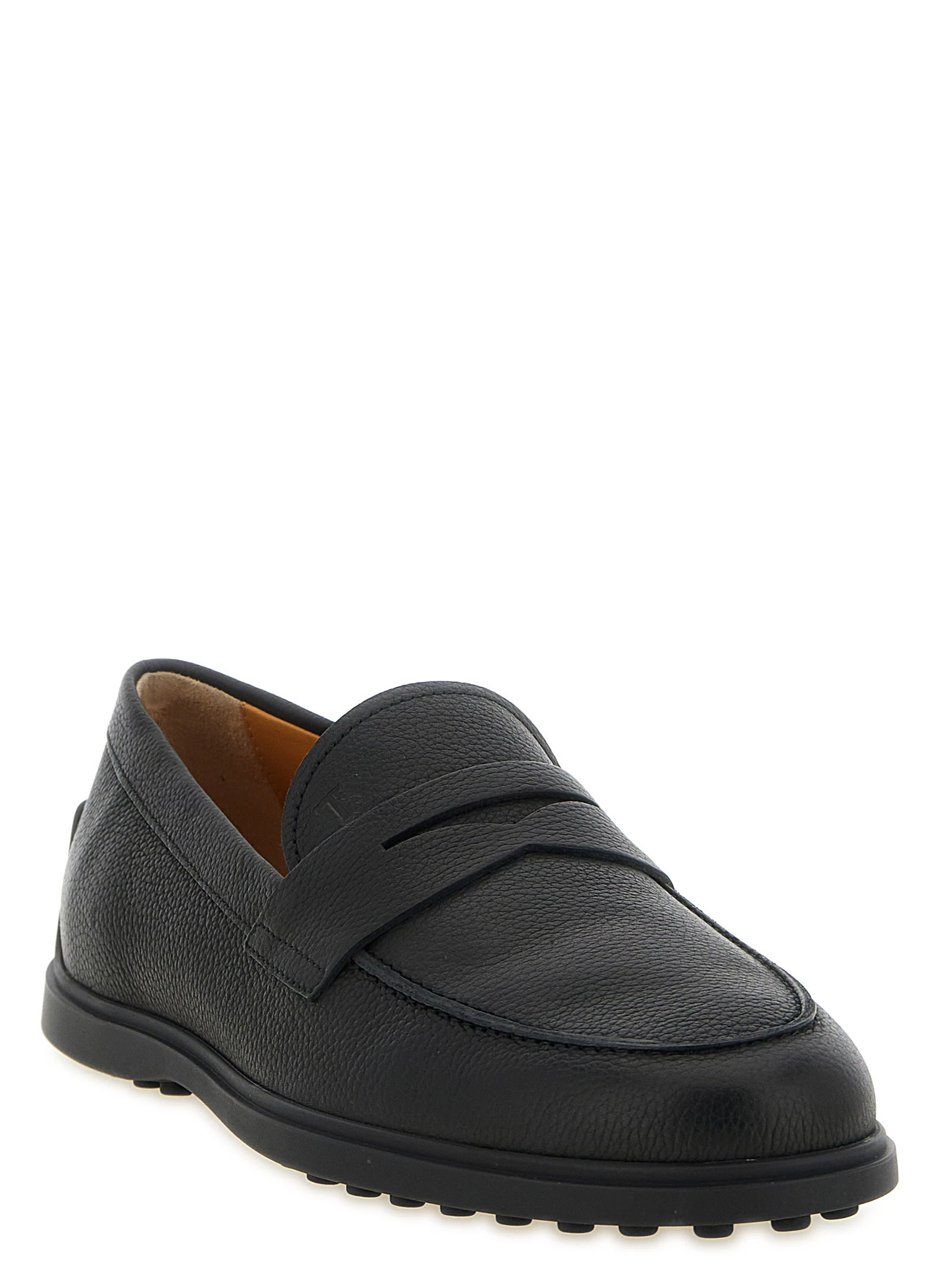 Hammered leather loafers