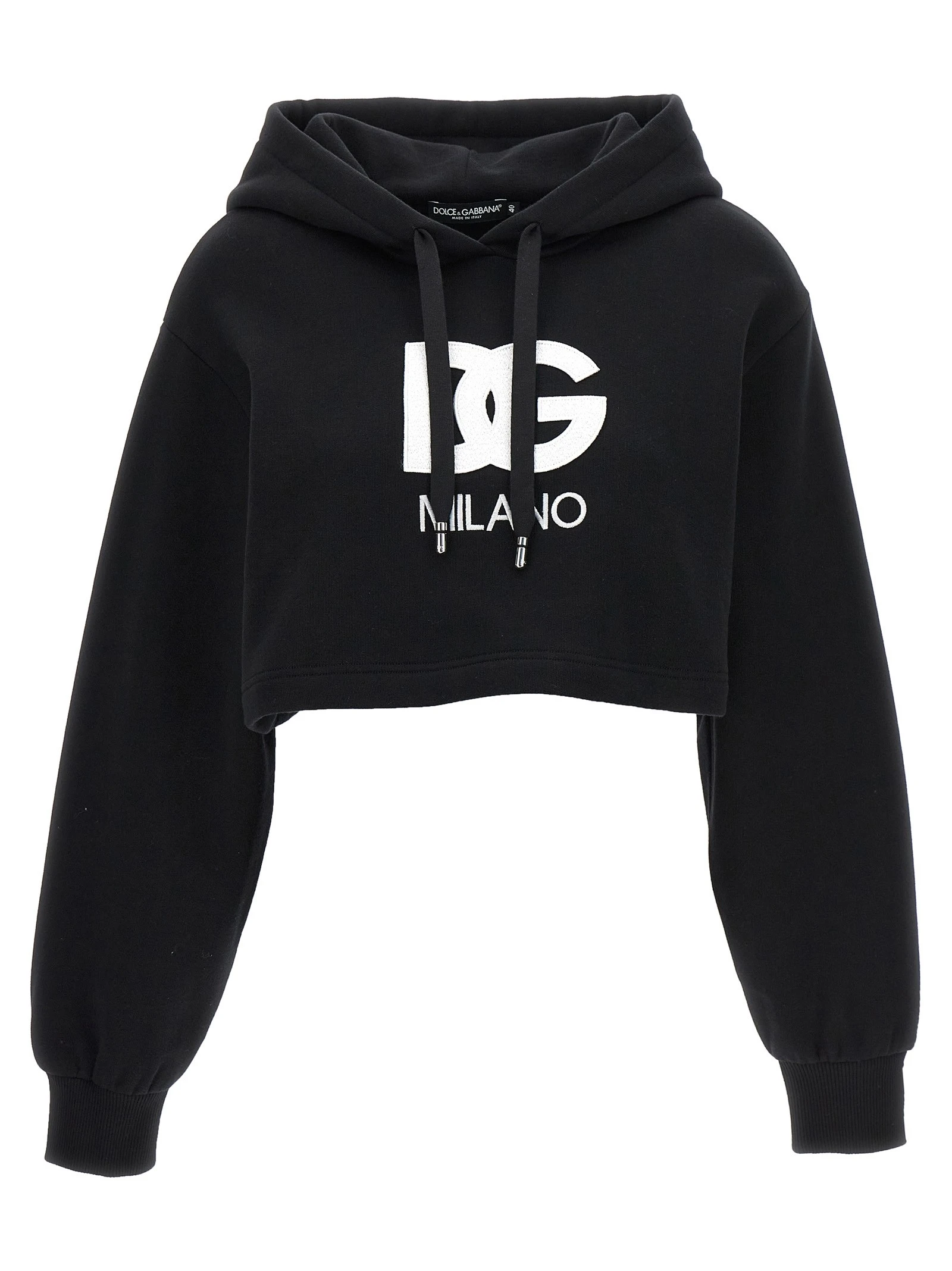 Logo embroidery cropped hoodie