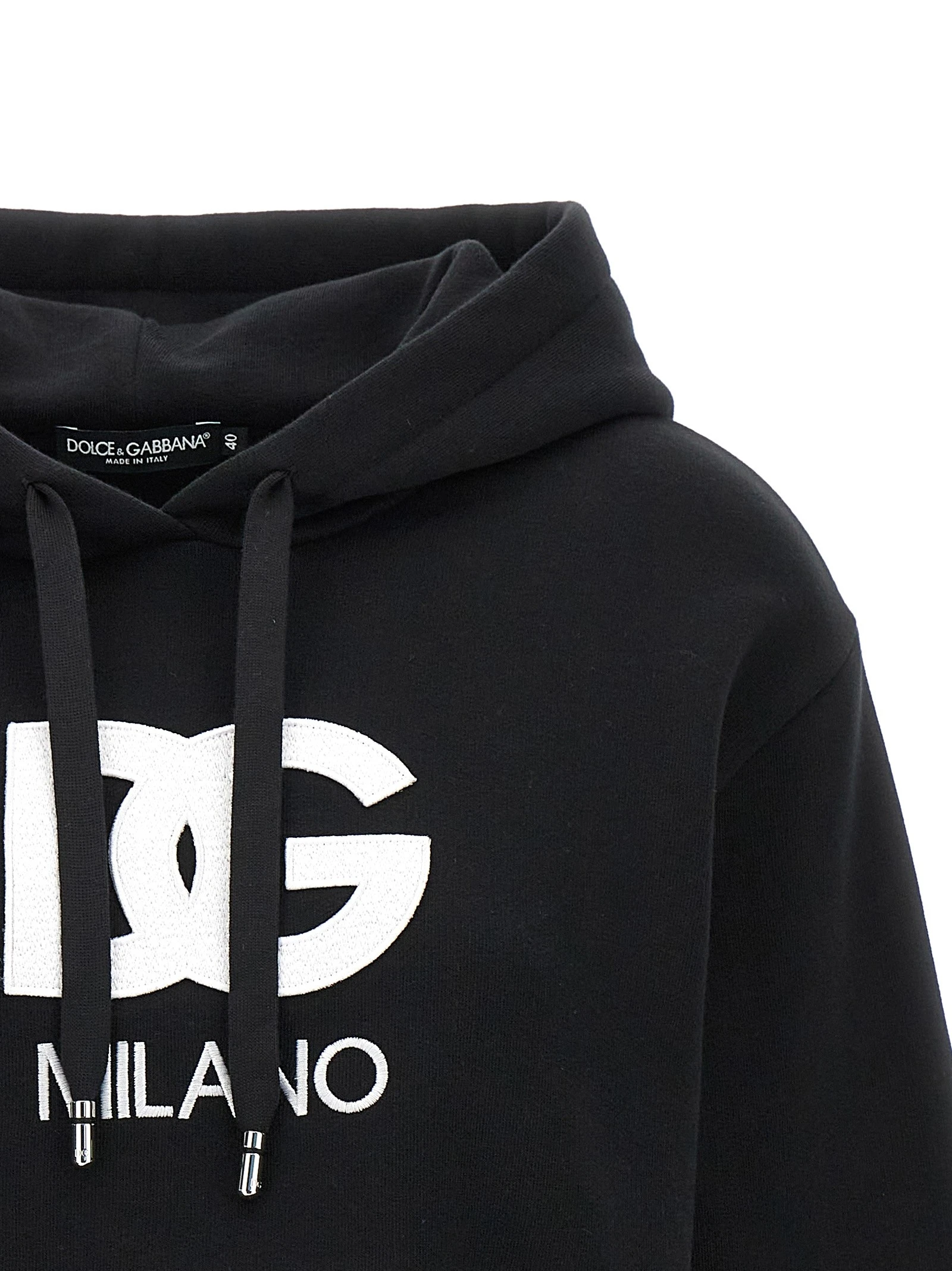 Logo embroidery cropped hoodie