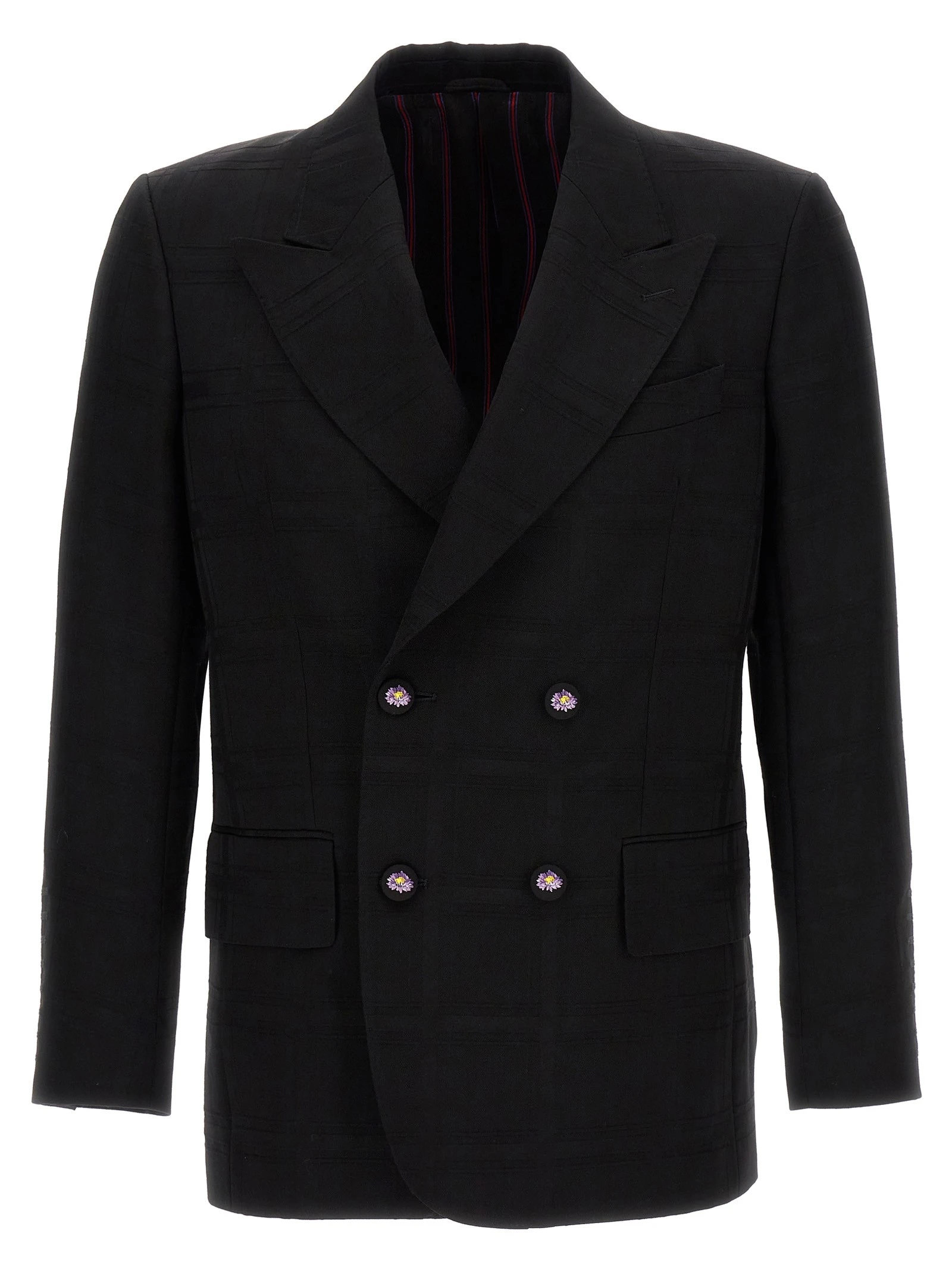 Check double-breasted blazer