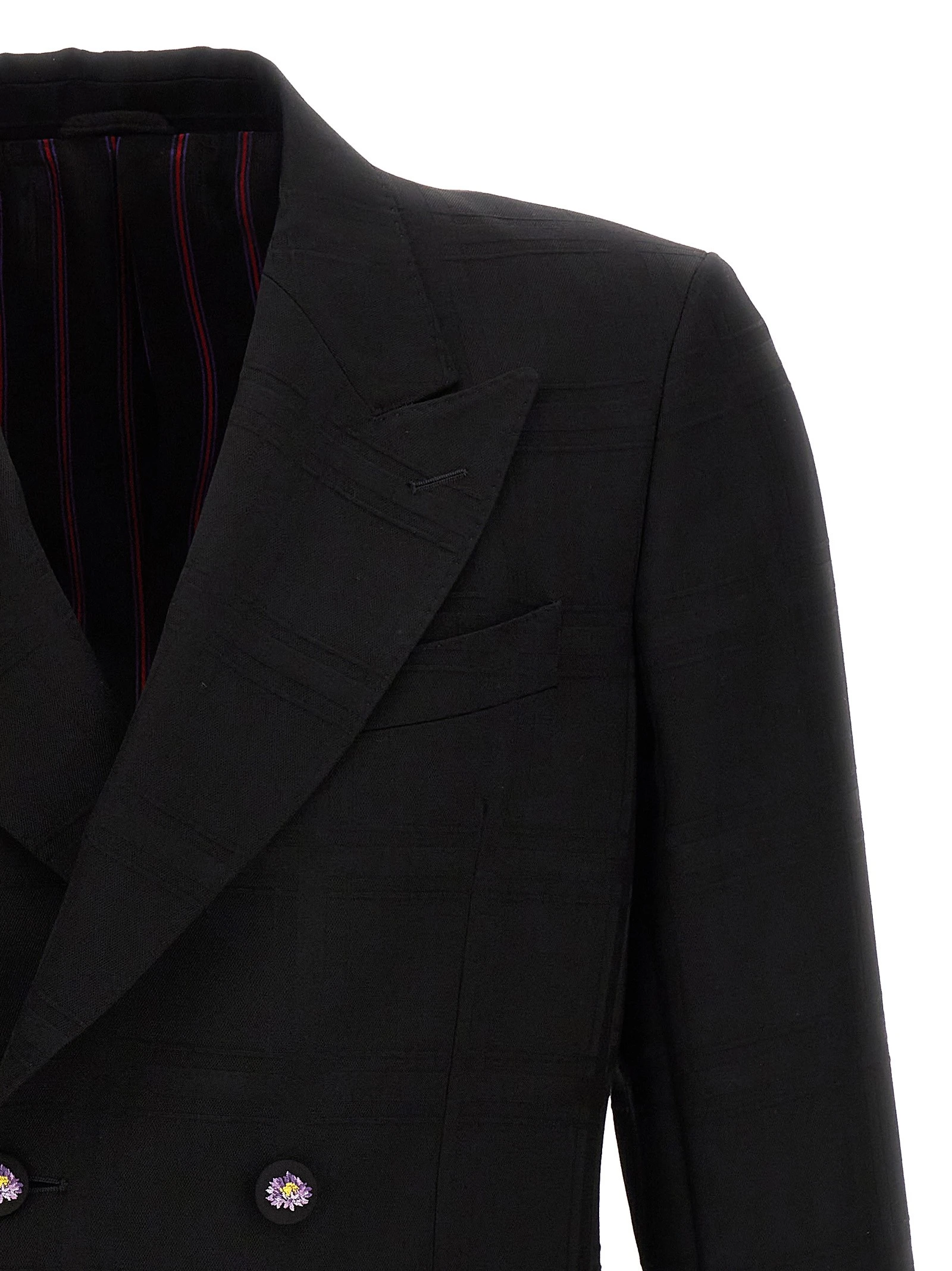 Check double-breasted blazer