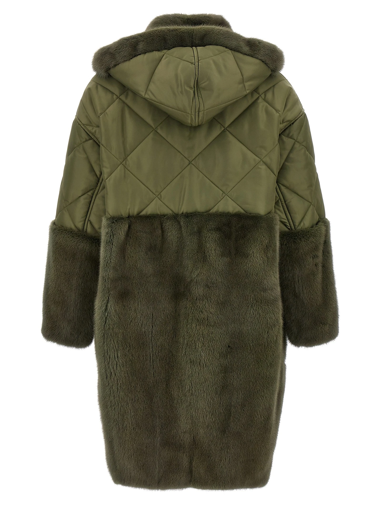 'Nylon Diamond-Visone' long down jacket