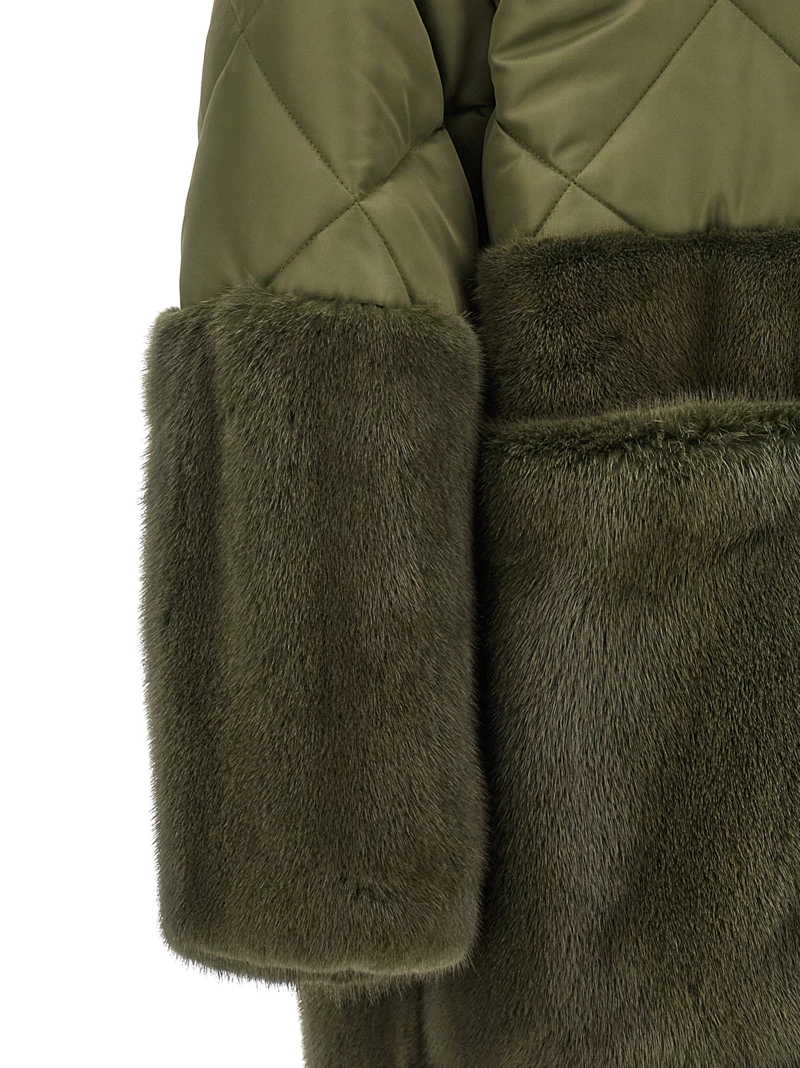 'Nylon Diamond-Visone' long down jacket