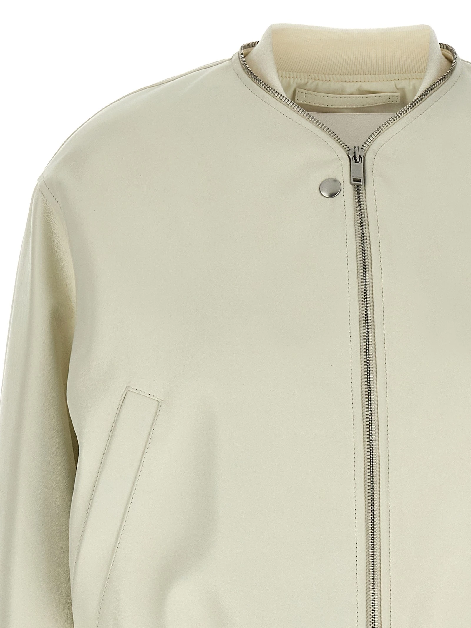 Leather bomber jacket