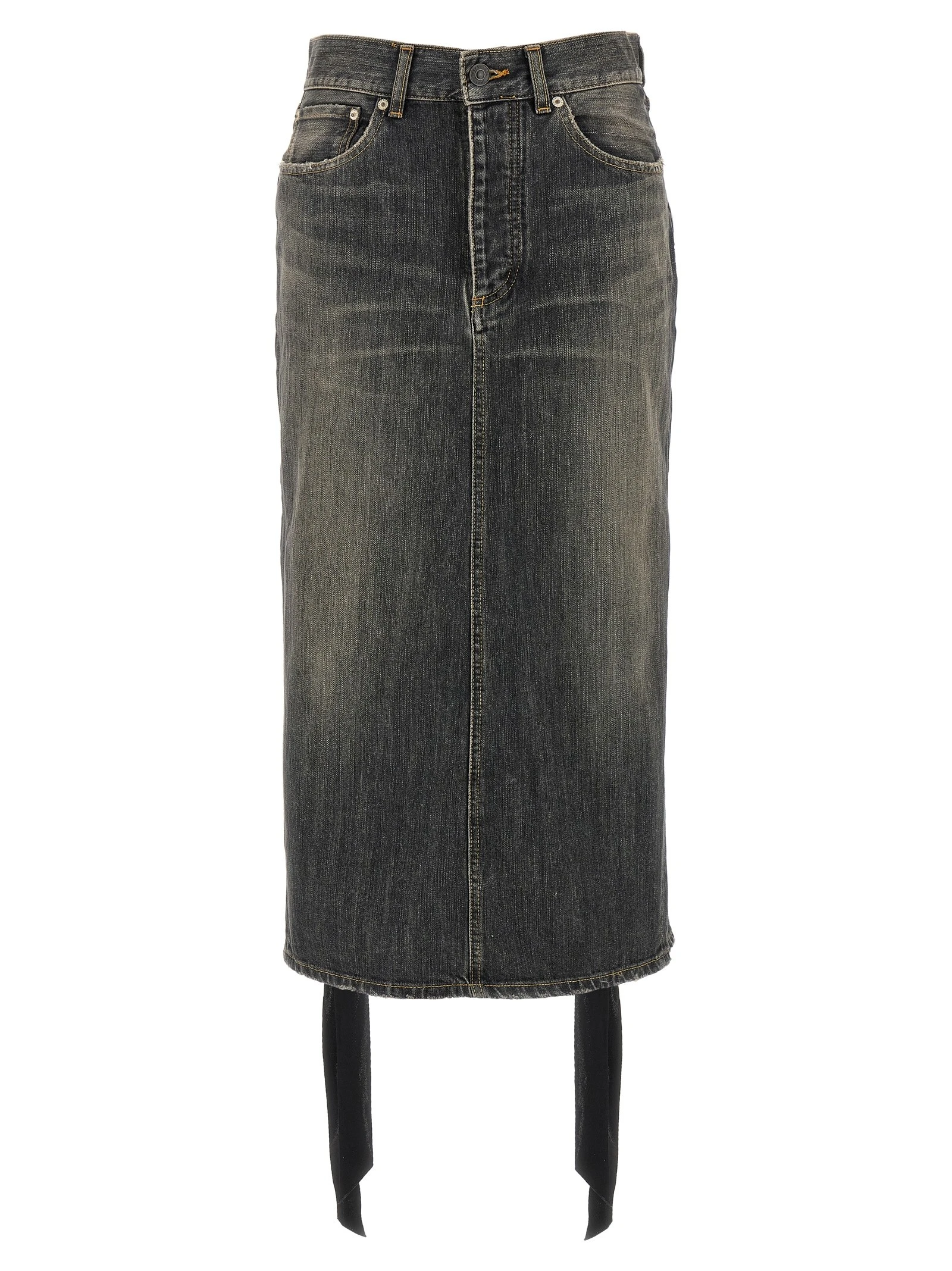 'Lace Up' denim skirt