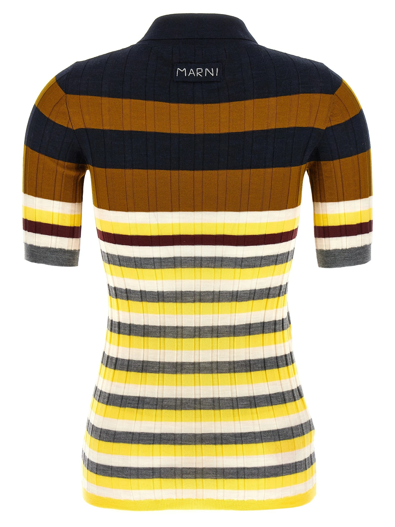 Ribbed wool polo shirt